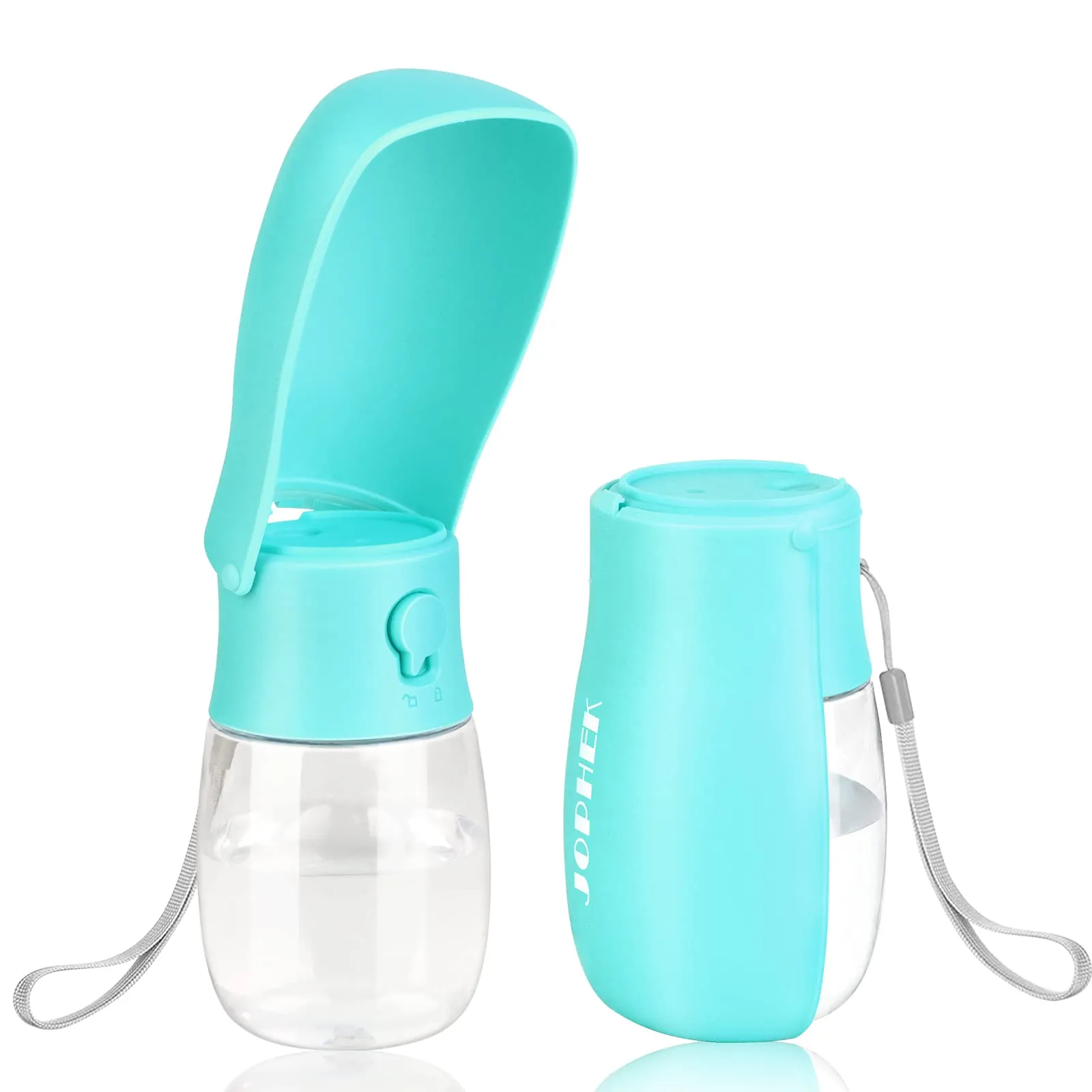 JOPHEK Borraccia per Cani Portatile 300ml, Bottiglia da Viaggio Ripiegabile a 180° con Pulsante di Blocco e Filtro a Carboni Attivi - immagine 1