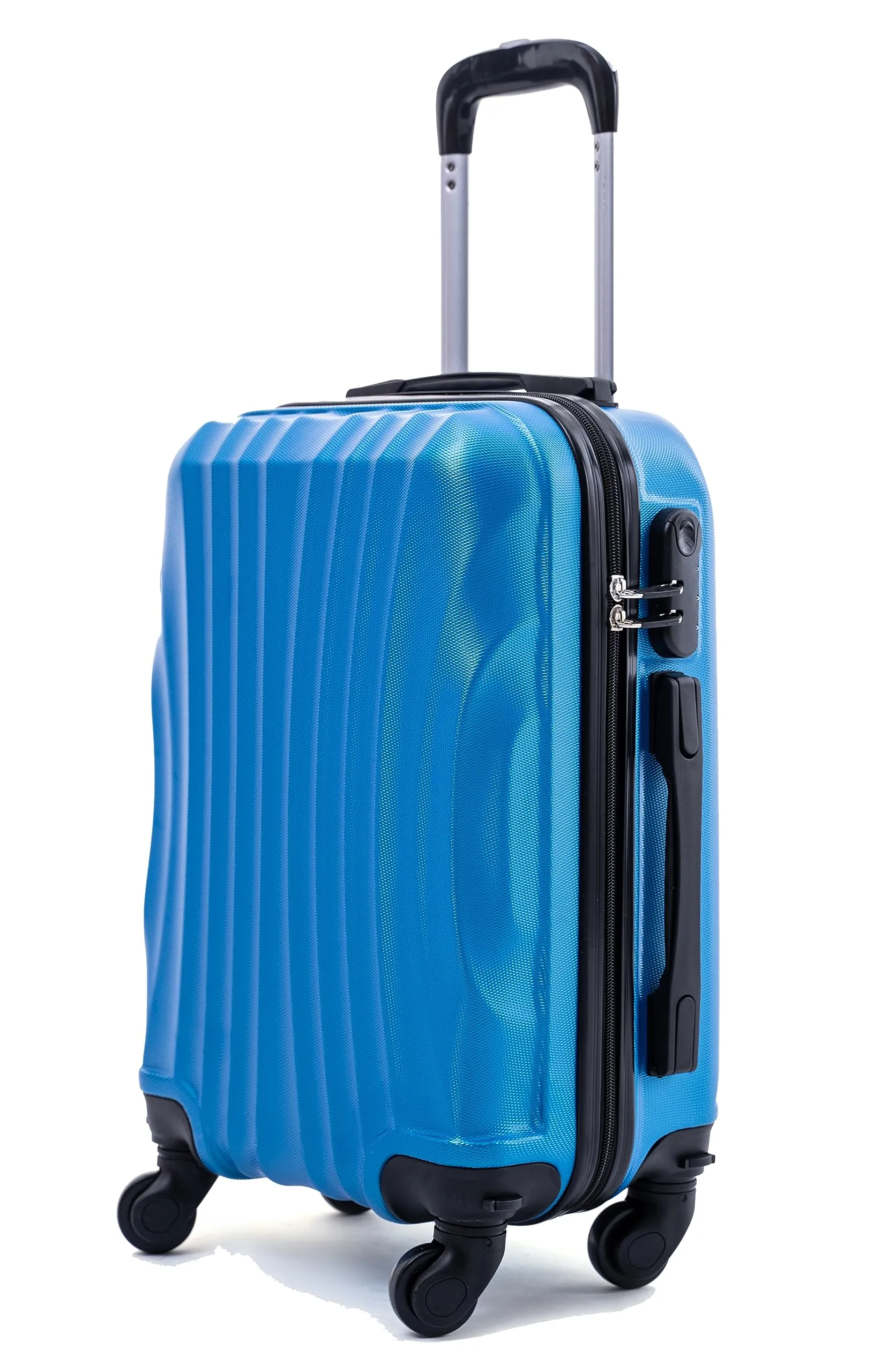 R.Leone Valigia Trolley Bagaglio a Mano 55x40x20 cm, 4 Ruote Rimovibili, ABS Ultraleggero 20373N, Azzurro - immagine 1