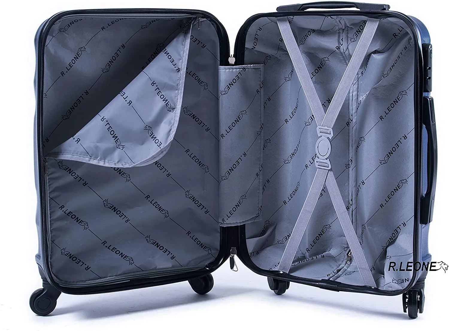 R.Leone Valigia Trolley Bagaglio a Mano 55x40x20 cm, 4 Ruote Rimovibili, ABS Ultraleggero 20373N, Azzurro - immagine 7