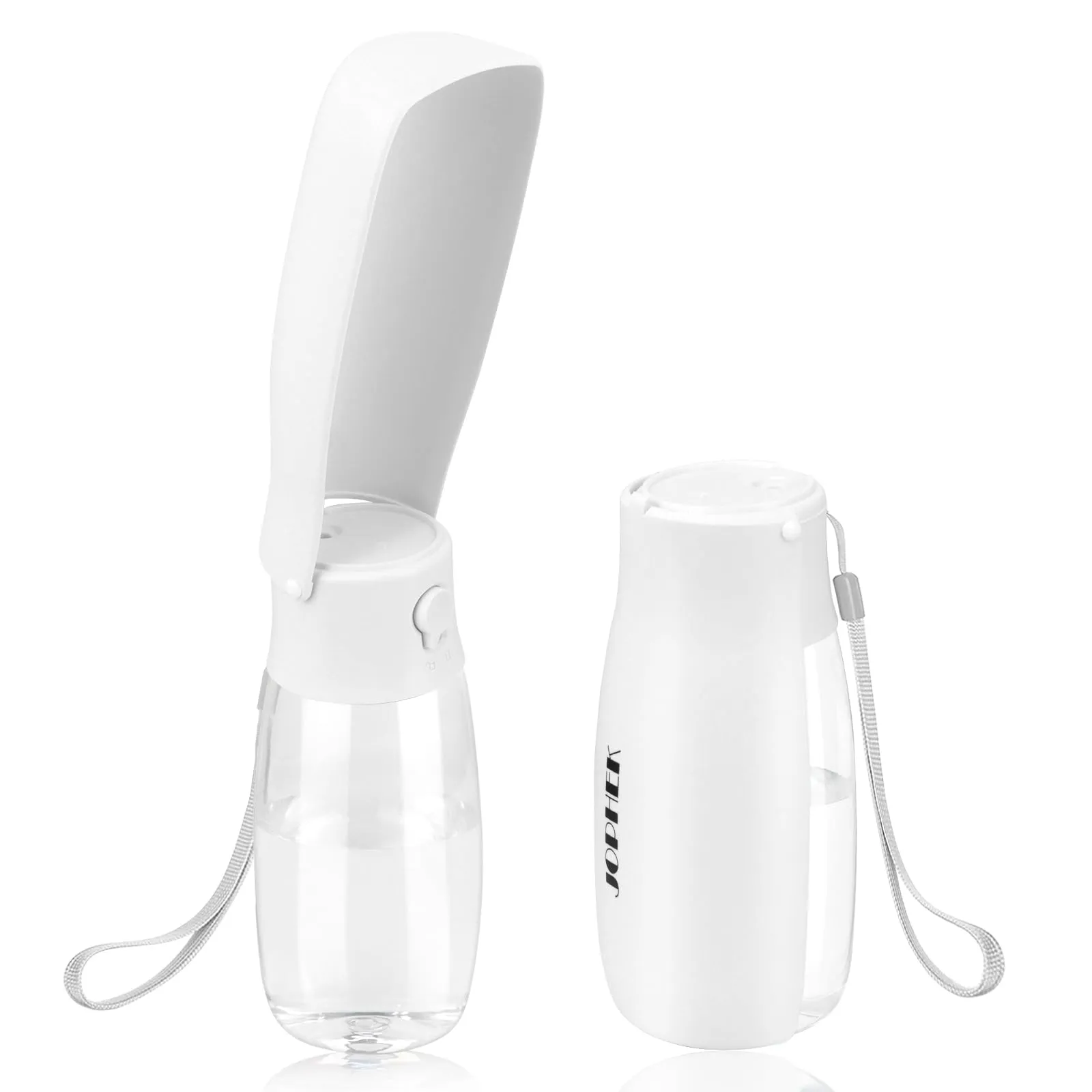 JOPHEK Borraccia per Cani Portatile 550ml, Bottiglia da Viaggio Ripiegabile a 180° con Pulsante di Blocco e Filtro a Carboni Attivi - immagine 1