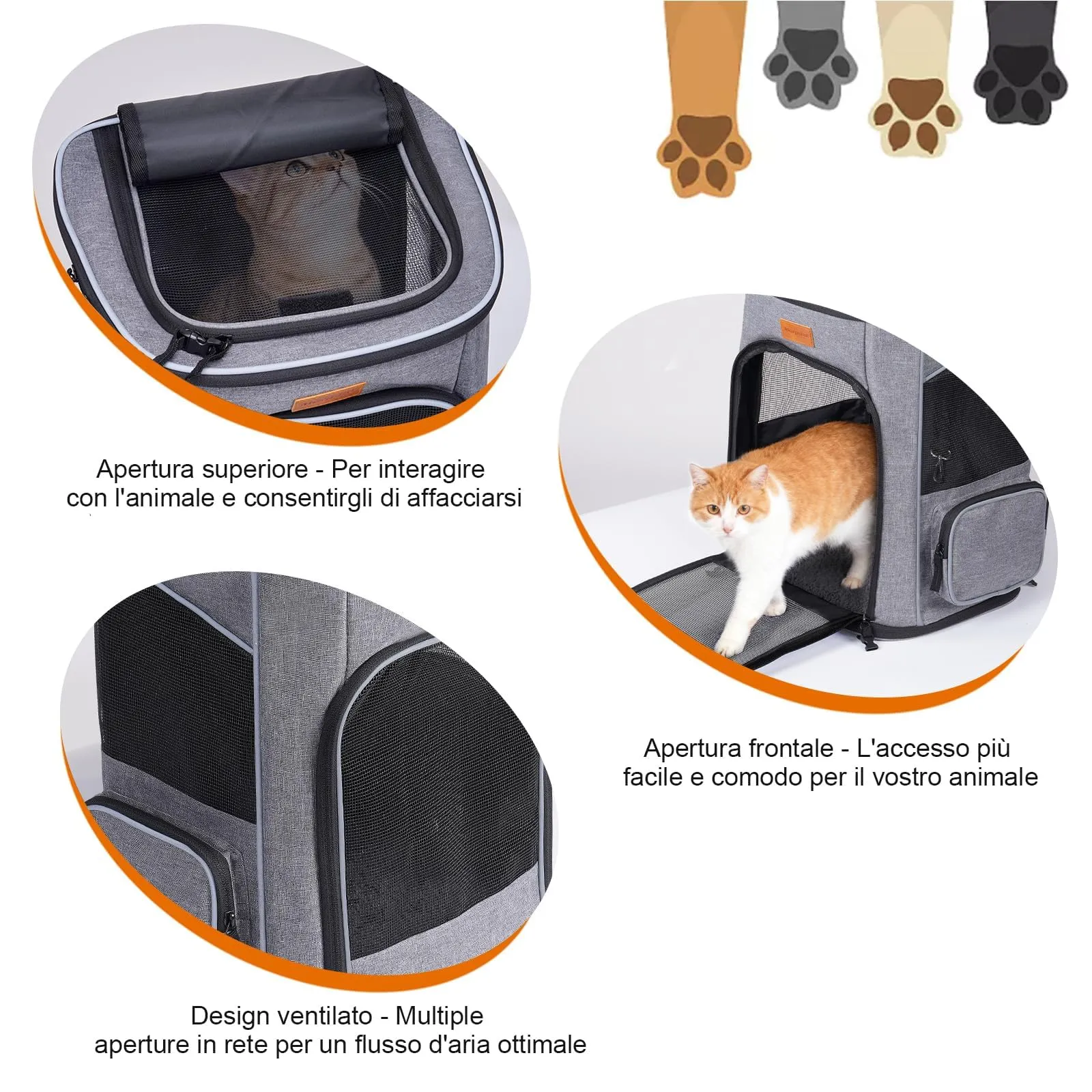 Morpilot Zaino Trasportino per Cani e Gatti fino a 7kg con Cinturino di Sicurezza Interno - immagine 4