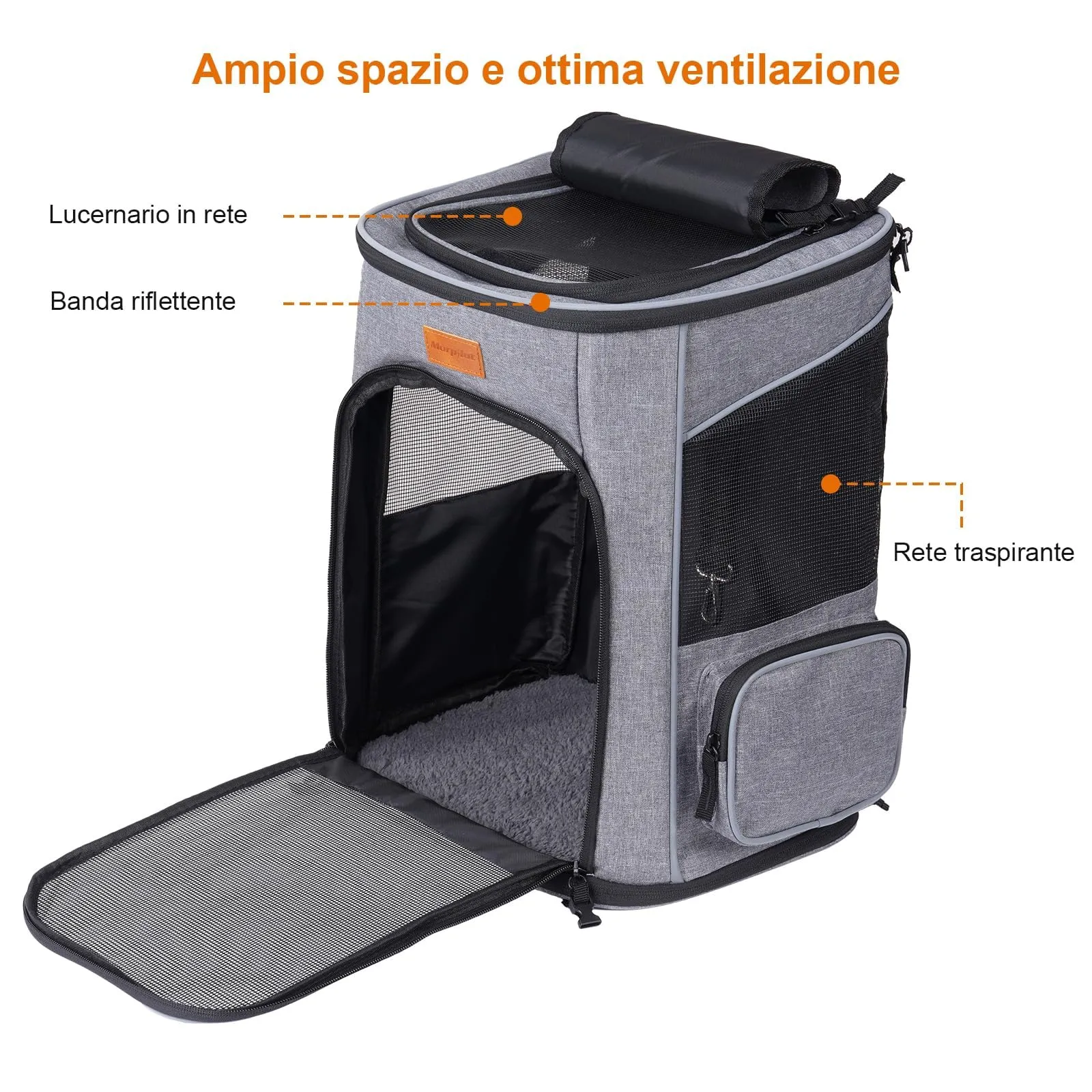 Morpilot Zaino Trasportino per Cani e Gatti fino a 7kg con Cinturino di Sicurezza Interno - immagine 6