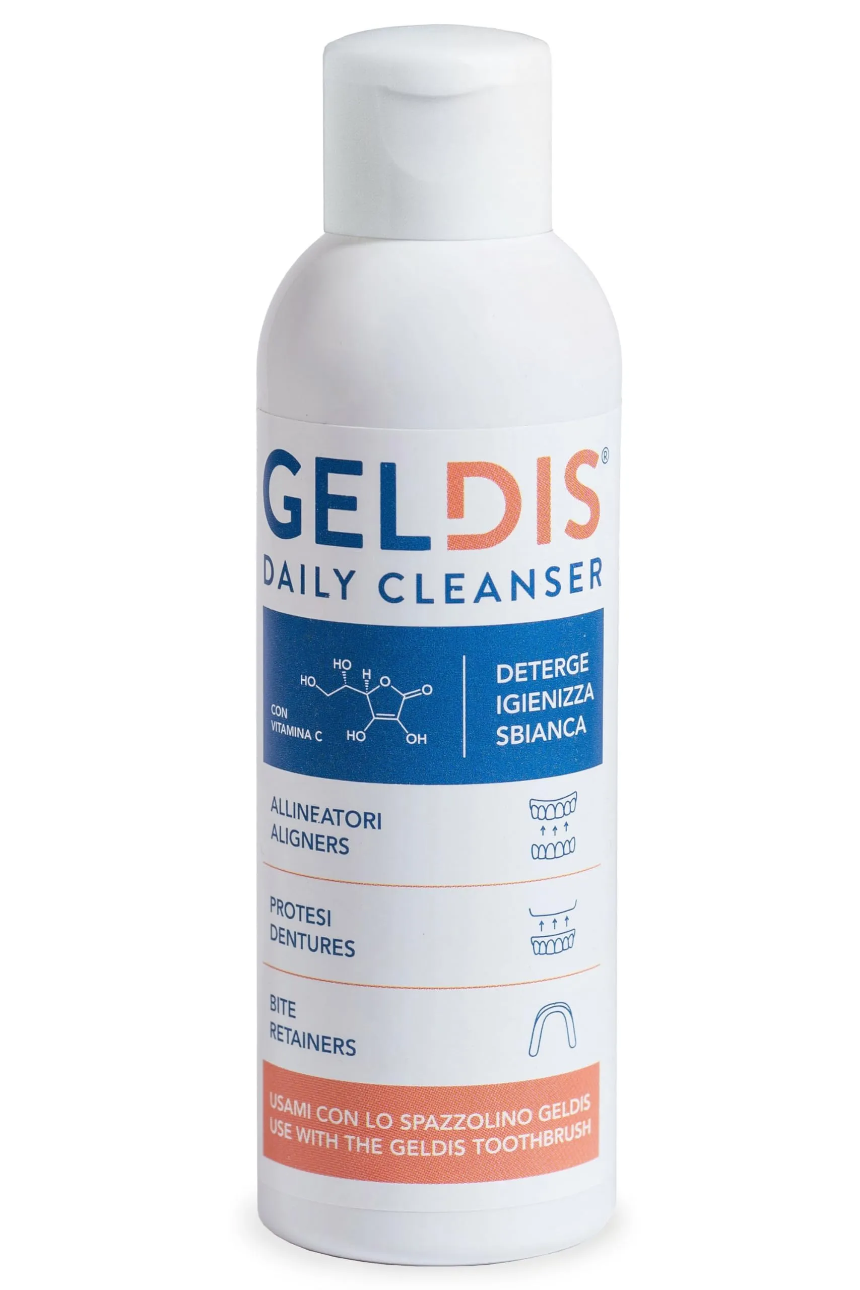 GELDIS Daily Cleanser - Gel Detergente Igienizzante per Mascherine, Apparecchi Ortodontici, Protesi Dentarie e Bite (100 ml) - immagine 1