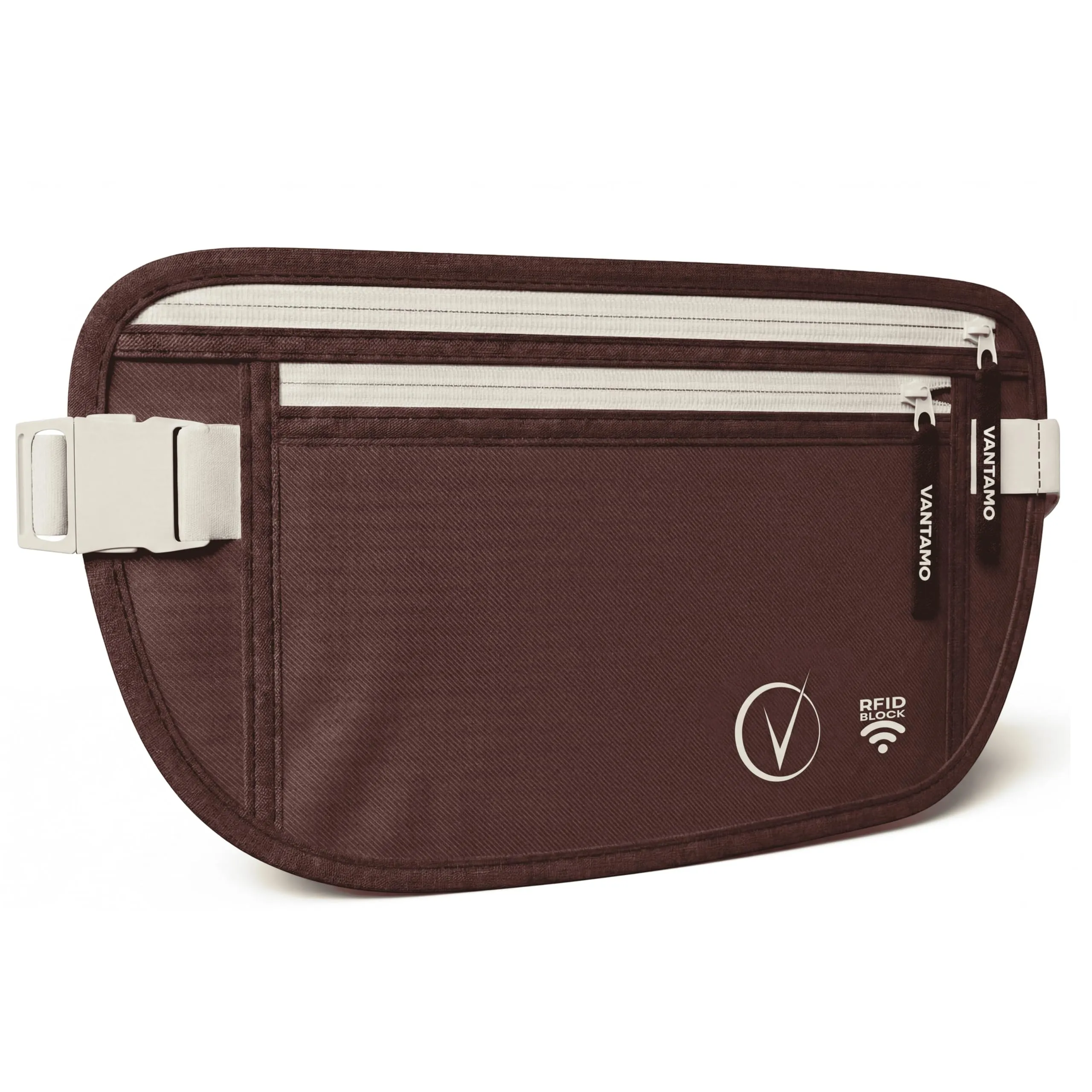Vantamo Marsupio Ultrapiatto RFID Unisex con Cintura Regolabile per Corsa, Escursioni e Viaggi - immagine 1