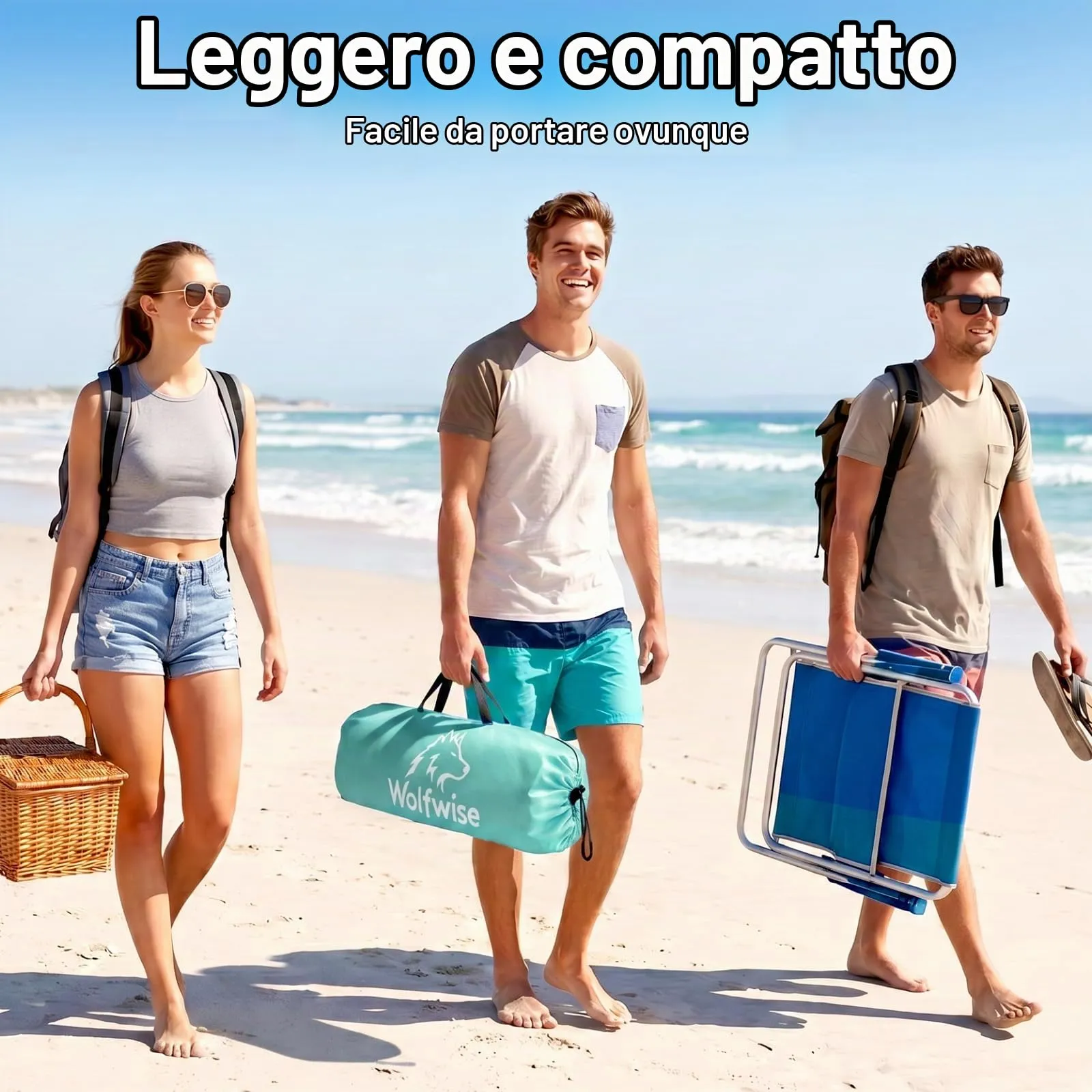 Wolfwise Tenda da Spiaggia UPF 50+, Riparo Solare Anti-UV con 3 Finestre Ventilate, Capacità 8 Persone, Verde Menta - immagine 7