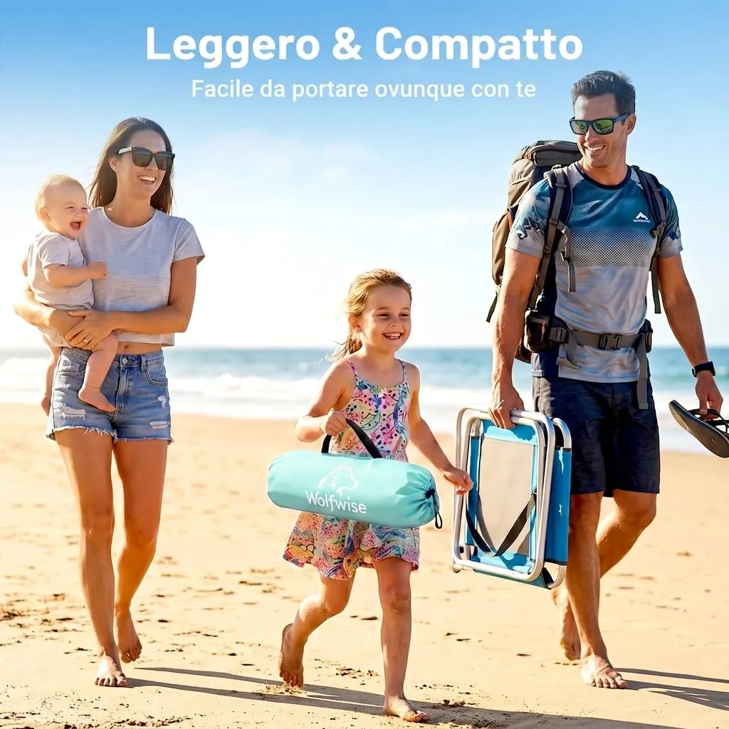 Wolfwise Tenda da Spiaggia UPF 50+, Riparo Solare Anti-UV con 3 Finestre Ventilate, Capacità 3 Persone, Verde Menta - immagine 7