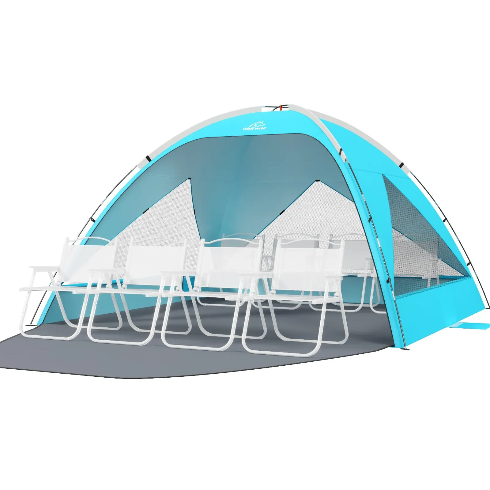 Wolfwise Tenda da Spiaggia UPF 50+ per Famiglia, Riparo Solare Anti-UV, 8 Persone, Blu - immagine 1
