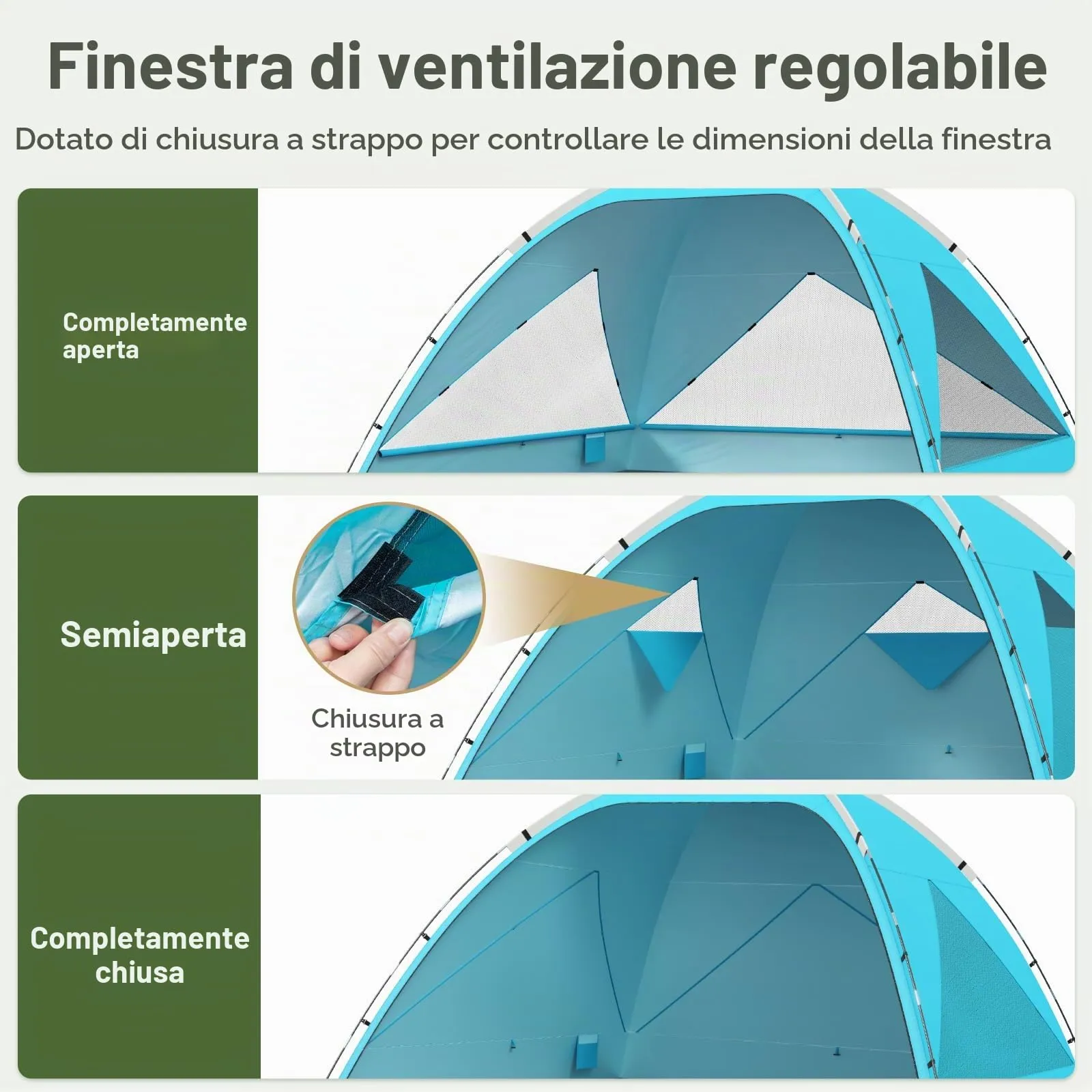 Wolfwise Tenda da Spiaggia UPF 50+ per Famiglia, Riparo Solare Anti-UV, 8 Persone, Blu - immagine 3