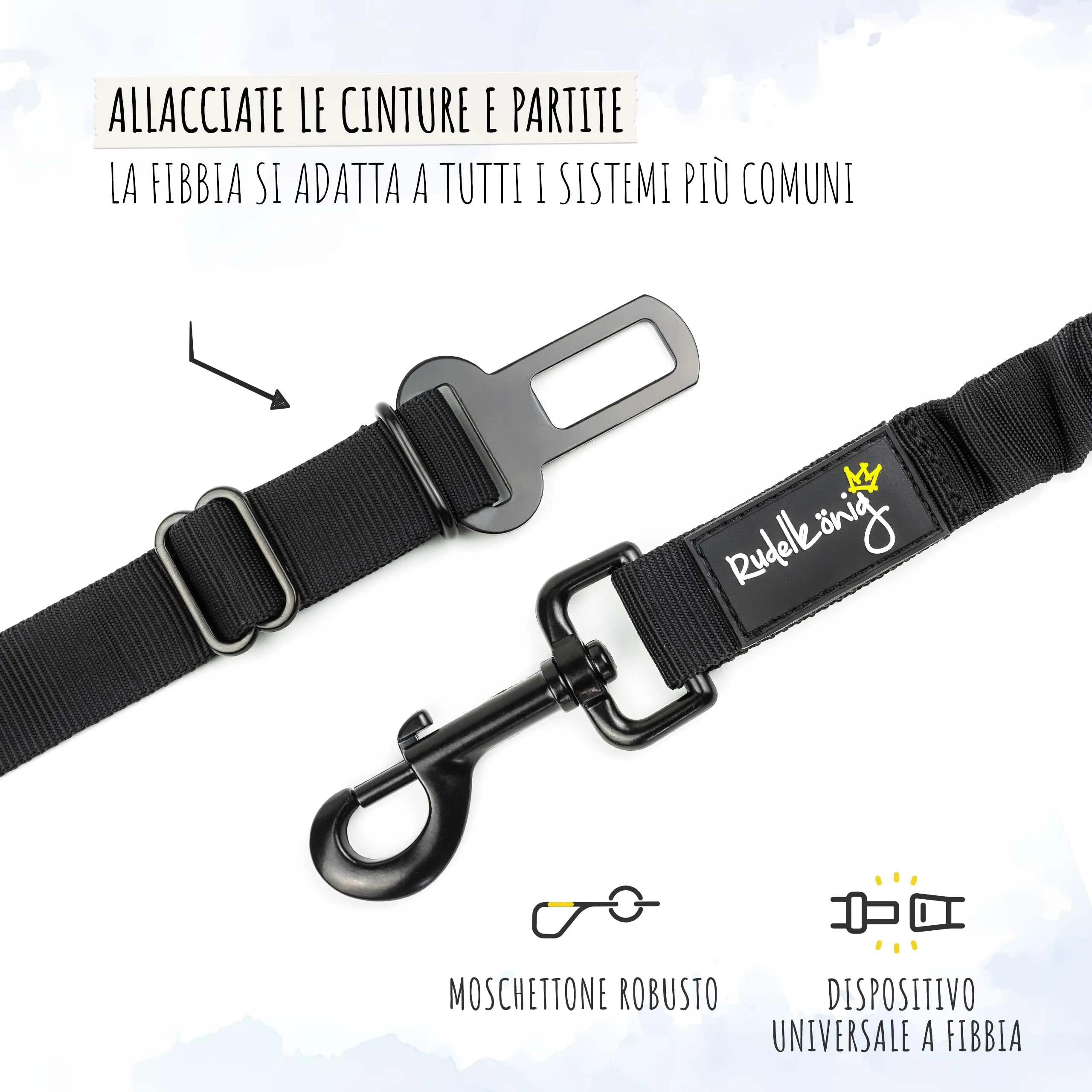 Rudelkönig Cintura di Sicurezza per Cani Auto, Elastica e Regolabile, Nero - immagine 4