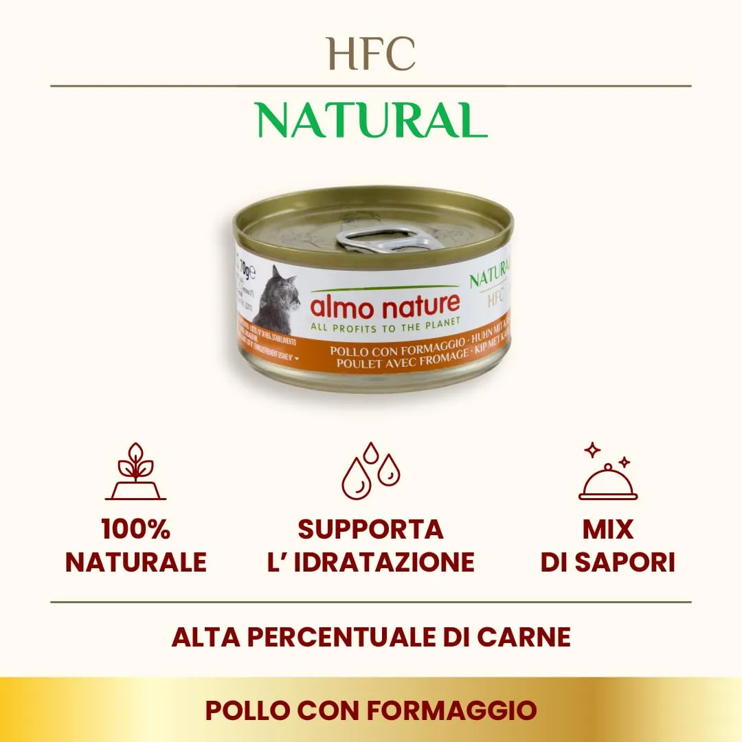 Almo Nature HFC Natural Alimento Umido per Gatti Pollo con Formaggio 420 g (6 x 70 g) - immagine 3