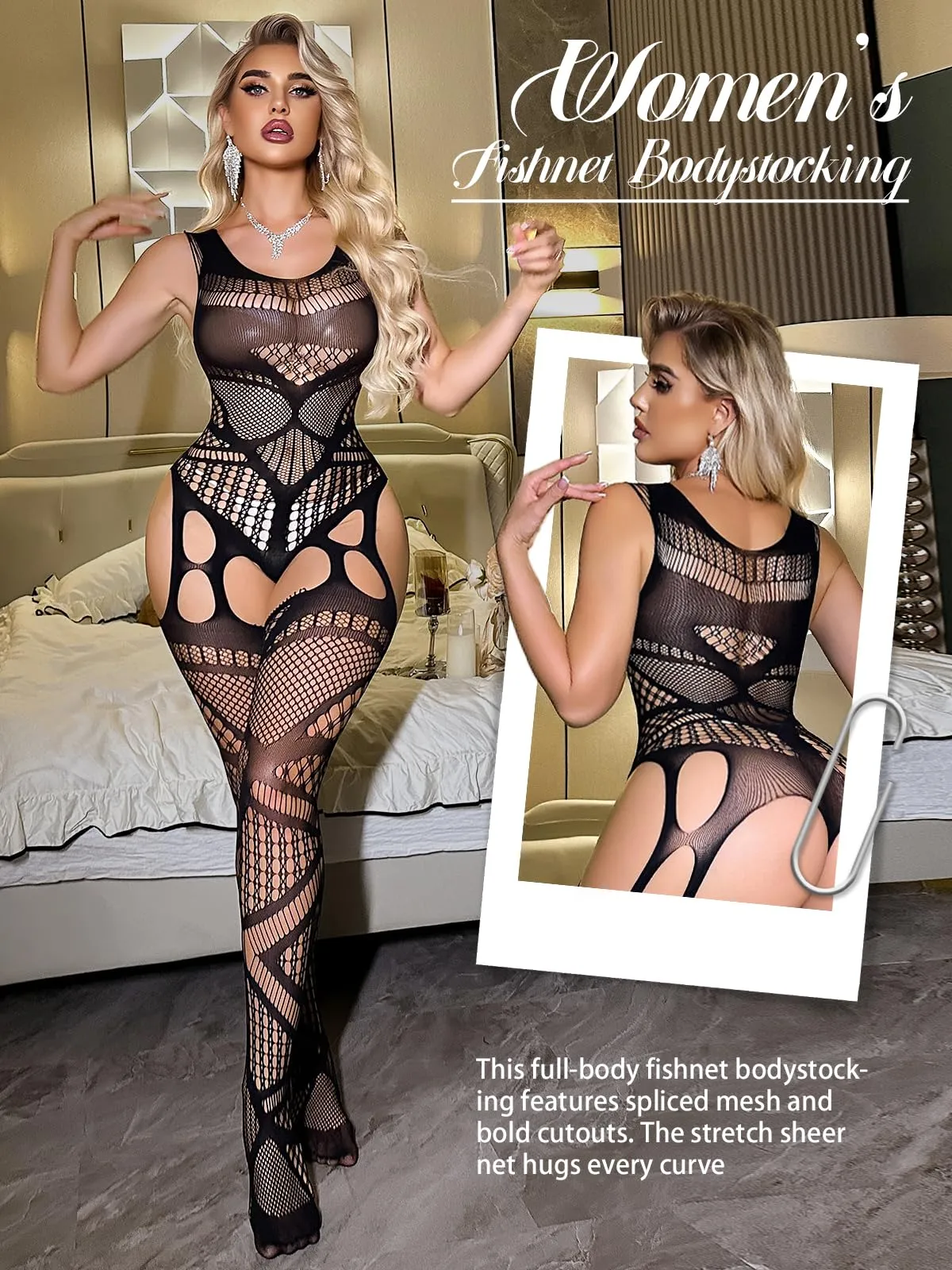 Buitifo Body in rete da donna, Blackls03, Taglia unica - immagine 4