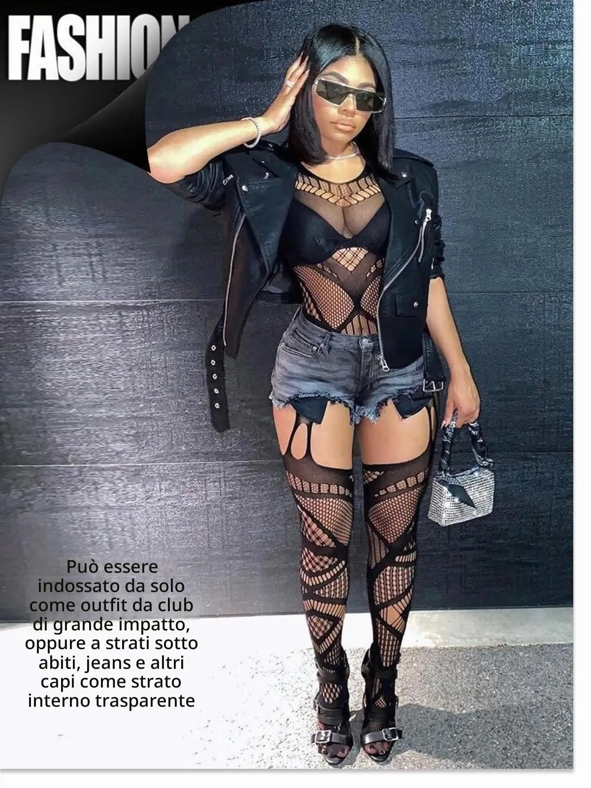 Buitifo Body in rete da donna, Blackls03, Taglia unica - immagine 6
