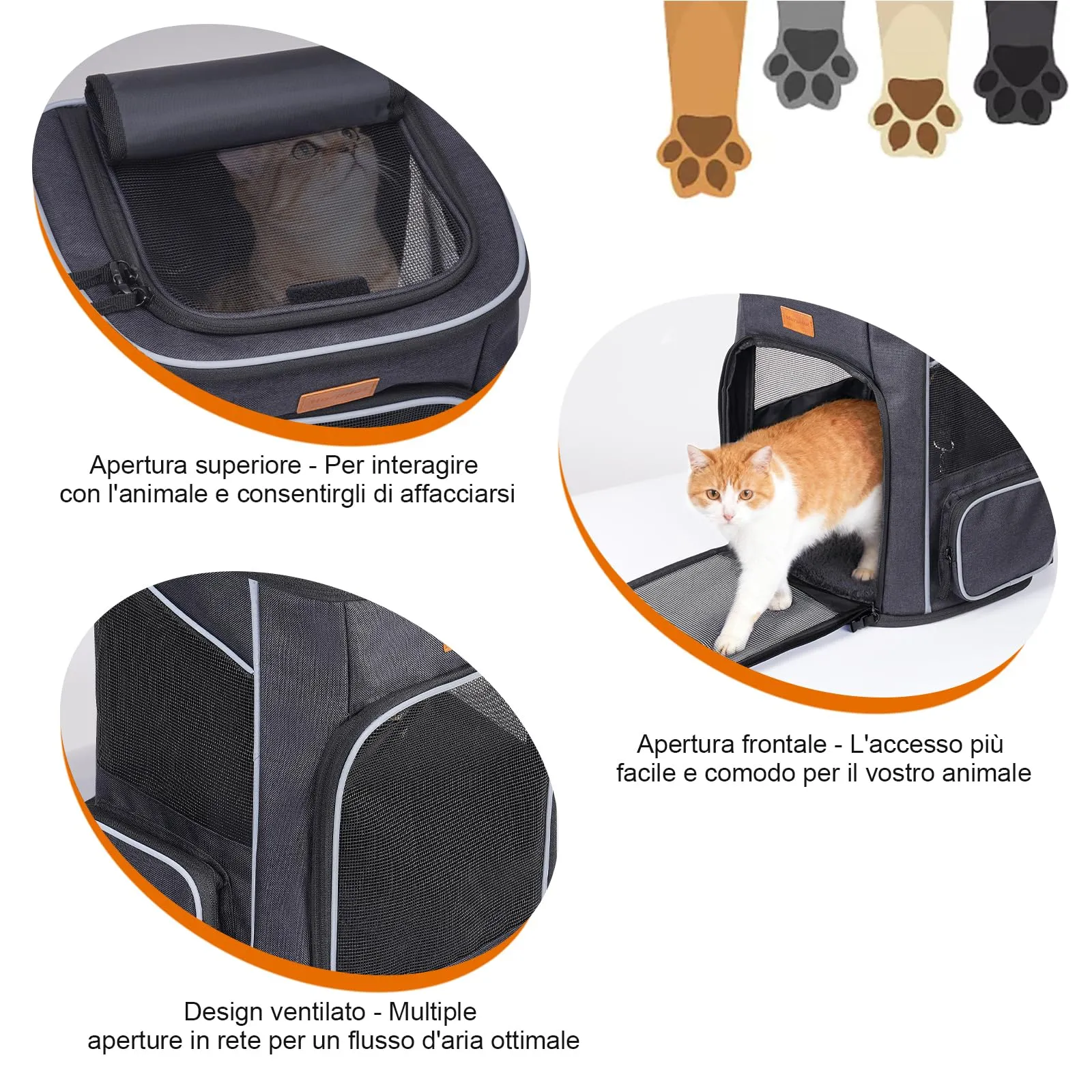 Morpilot Zaino Trasportino per Cani e Gatti fino a 7kg con Cinturino di Sicurezza Interno - immagine 4