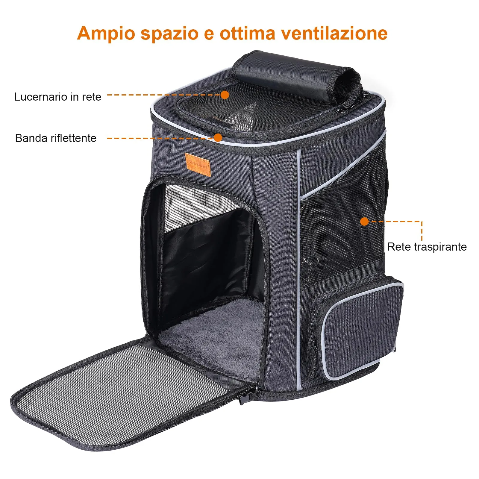 Morpilot Zaino Trasportino per Cani e Gatti fino a 7kg con Cinturino di Sicurezza Interno - immagine 6