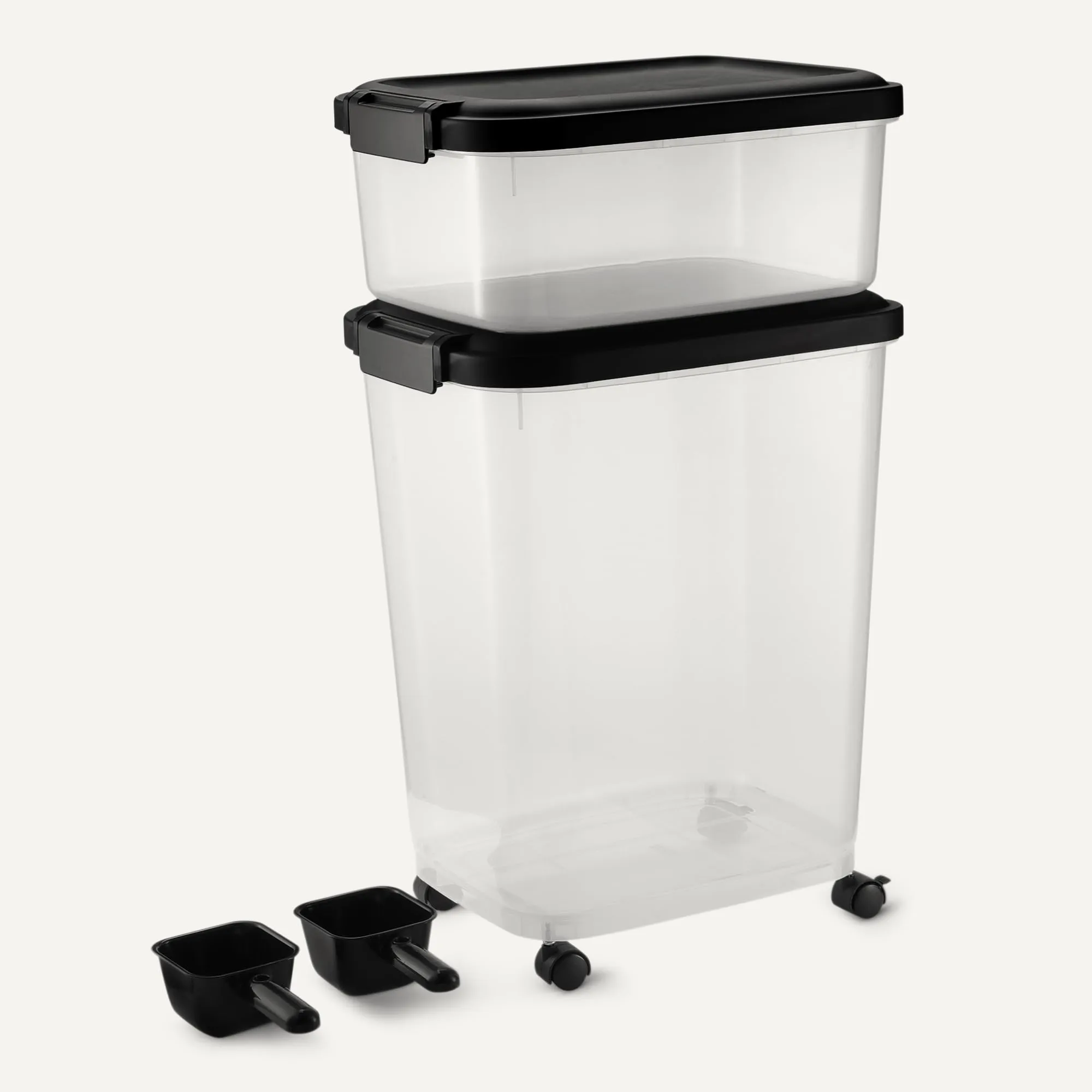 Amazon Basics Contenitore per Cibo per Animali Domestici, 15.8 kg + 4.5 kg, Trasparente e Nero - immagine 3