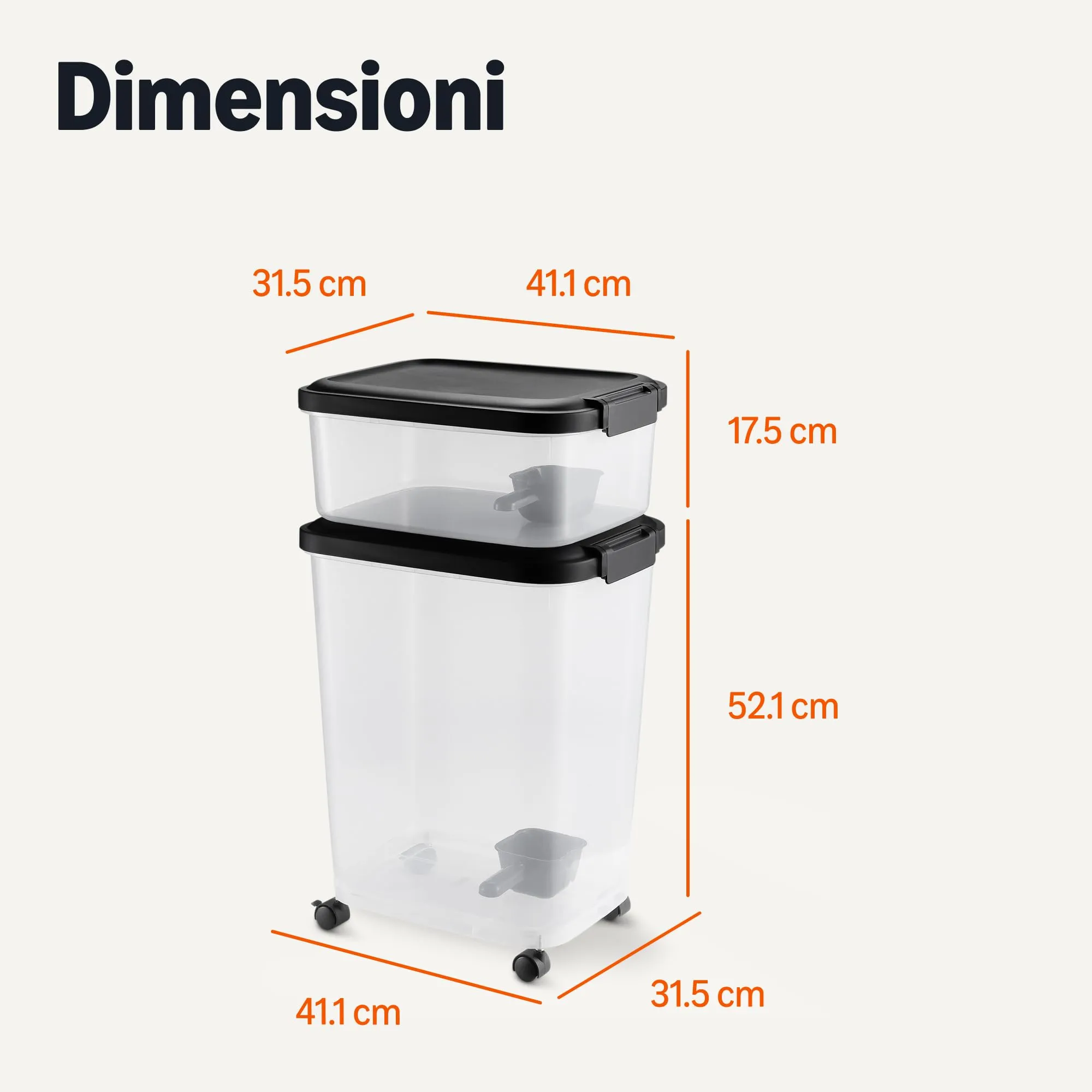 Amazon Basics Contenitore per Cibo per Animali Domestici, 15.8 kg + 4.5 kg, Trasparente e Nero - immagine 5