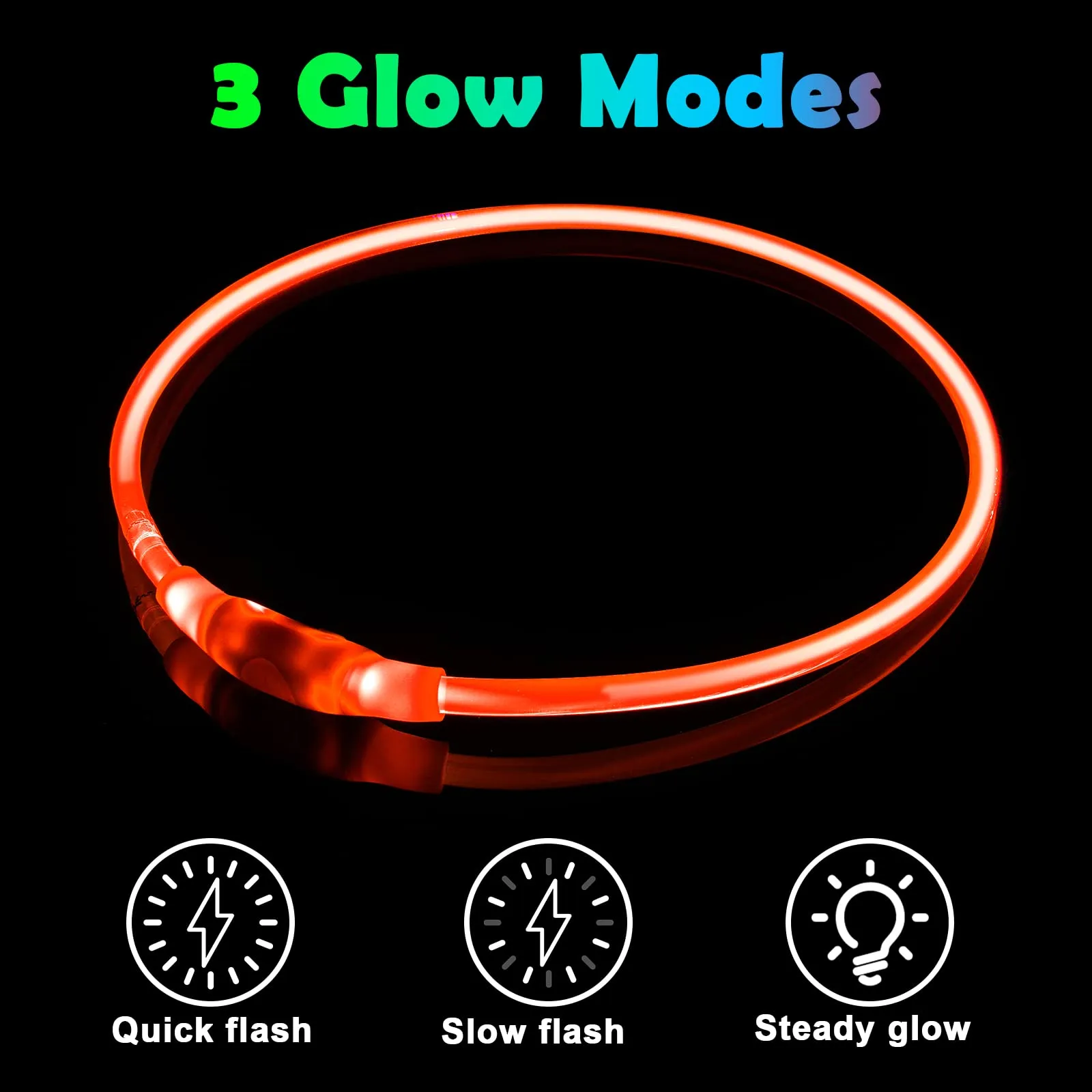 AUAUY Collare Luminoso LED per Cani, Ricaricabile USB, Regolabile, Rosso - immagine 5