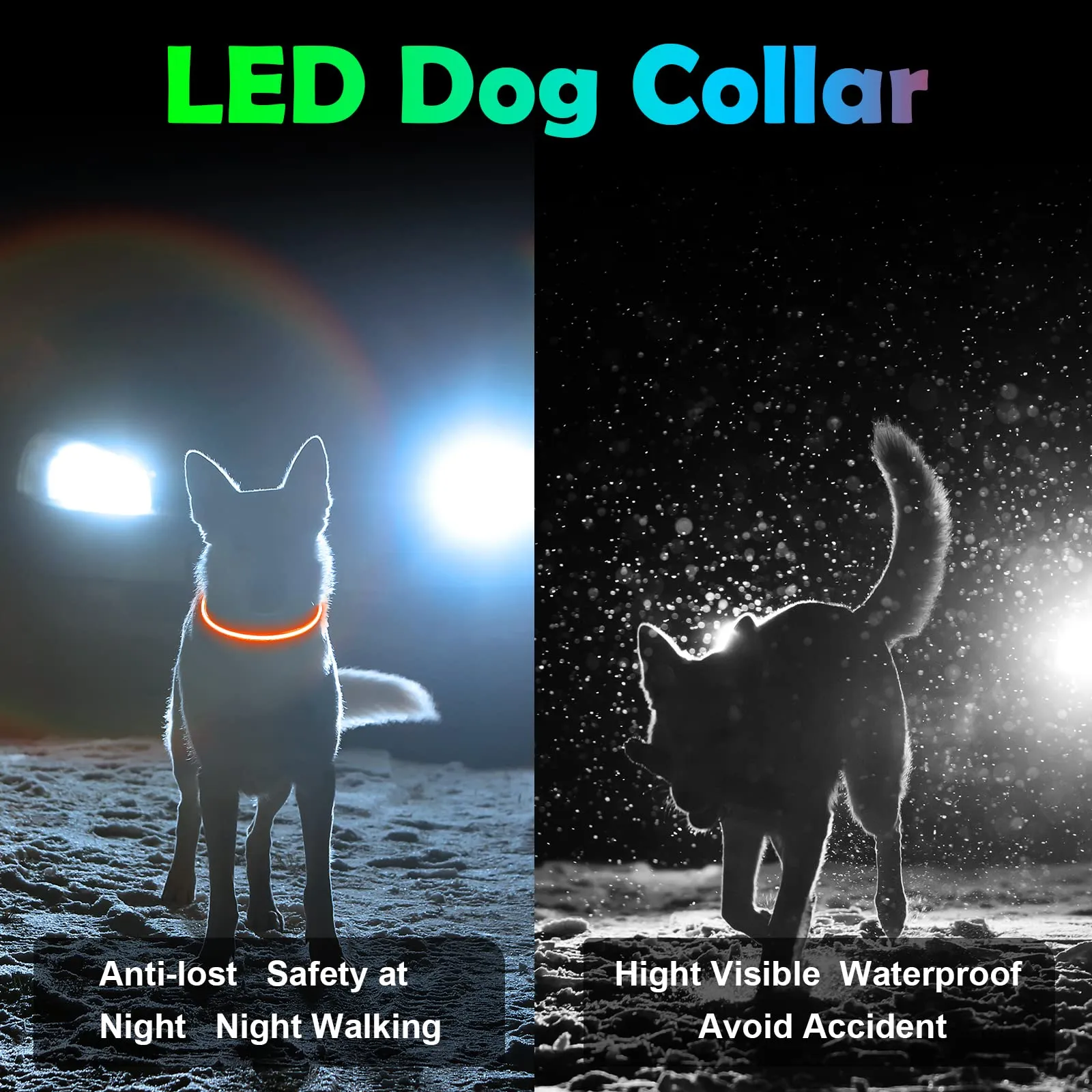 AUAUY Collare Luminoso LED per Cani, Ricaricabile USB, Regolabile, Rosso - immagine 6