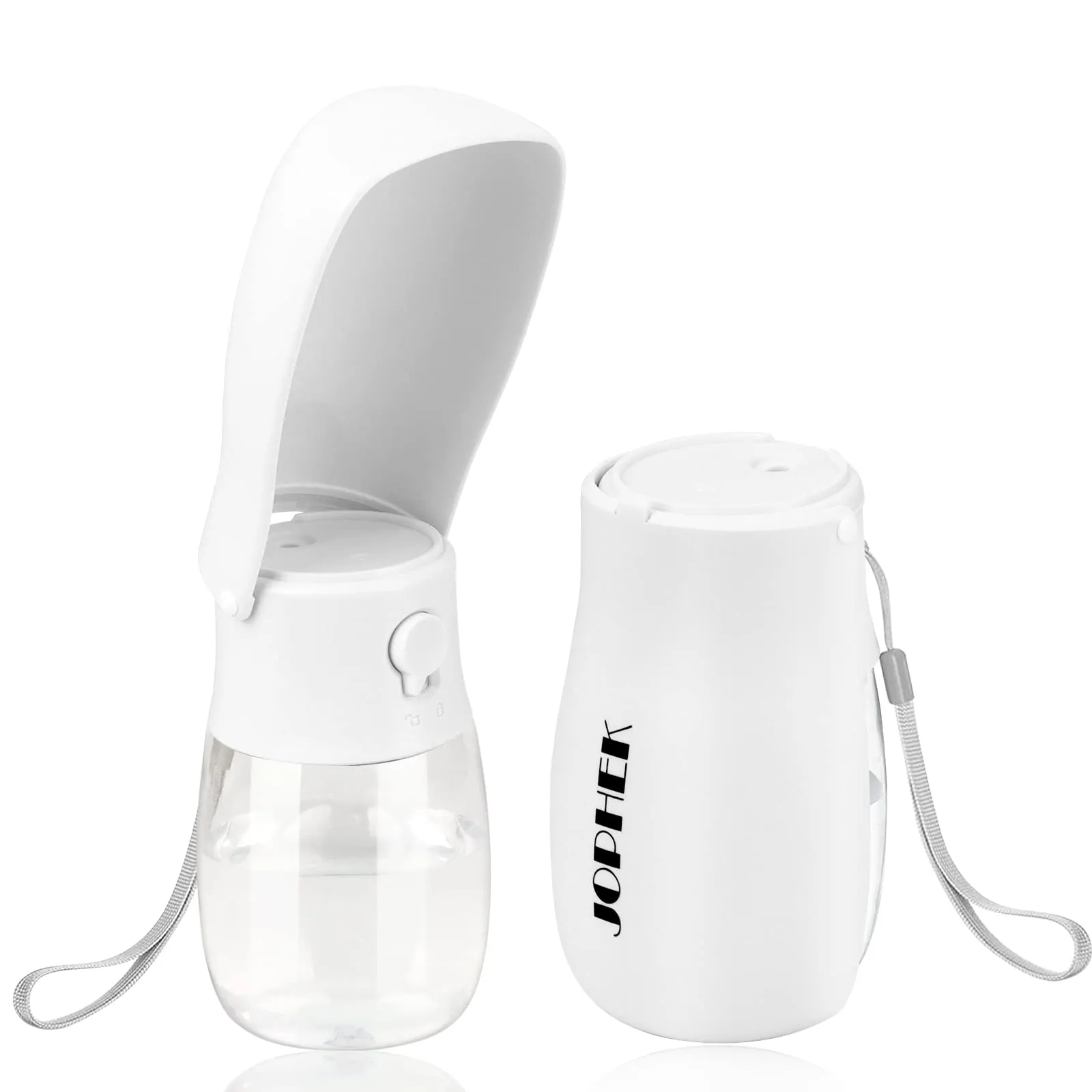 JOPHEK Borraccia per Cani Portatile 300ml, Bottiglia da Viaggio Ripiegabile a 180° con Pulsante di Blocco e Filtro a Carboni Attivi - immagine 1