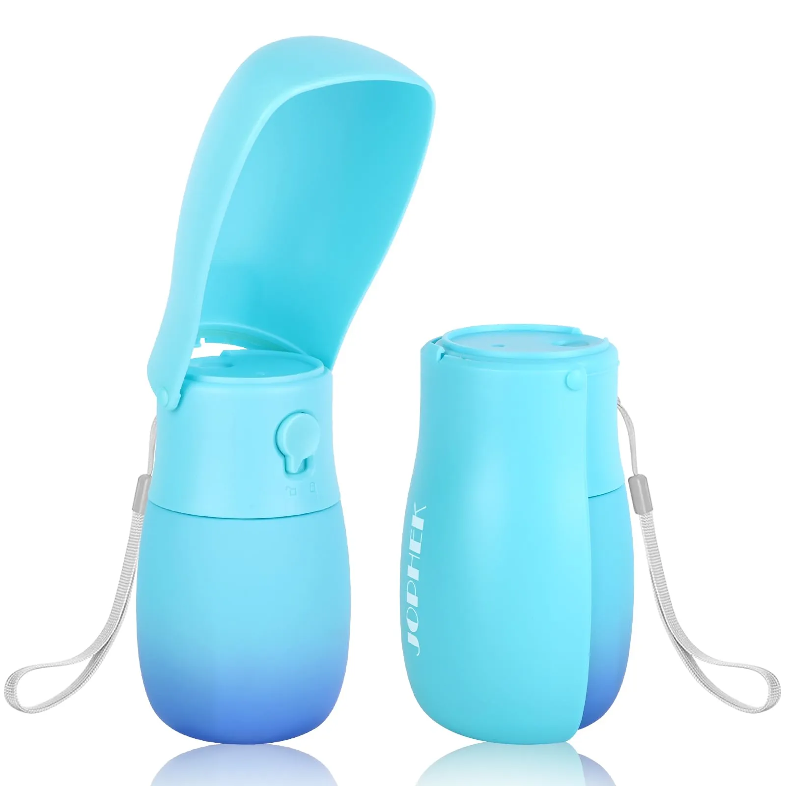 JOPHEK Borraccia Portatile per Cani e Gatti 300ml, Bottiglia da Viaggio Ripiegabile 180° con Pulsante di Blocco e Filtro a Carboni Attivi - immagine 1