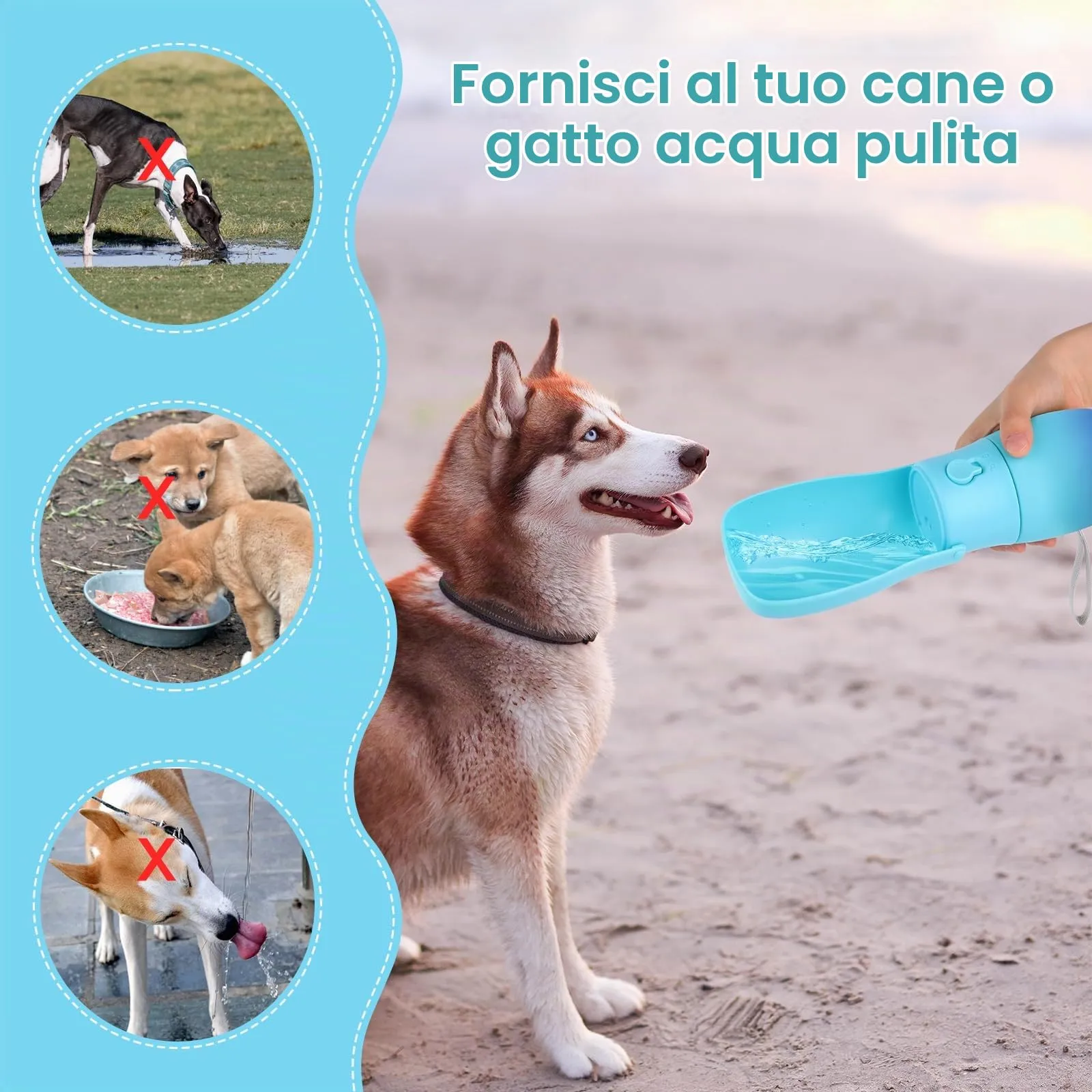 JOPHEK Borraccia Portatile per Cani e Gatti 300ml, Bottiglia da Viaggio Ripiegabile 180° con Pulsante di Blocco e Filtro a Carboni Attivi - immagine 7