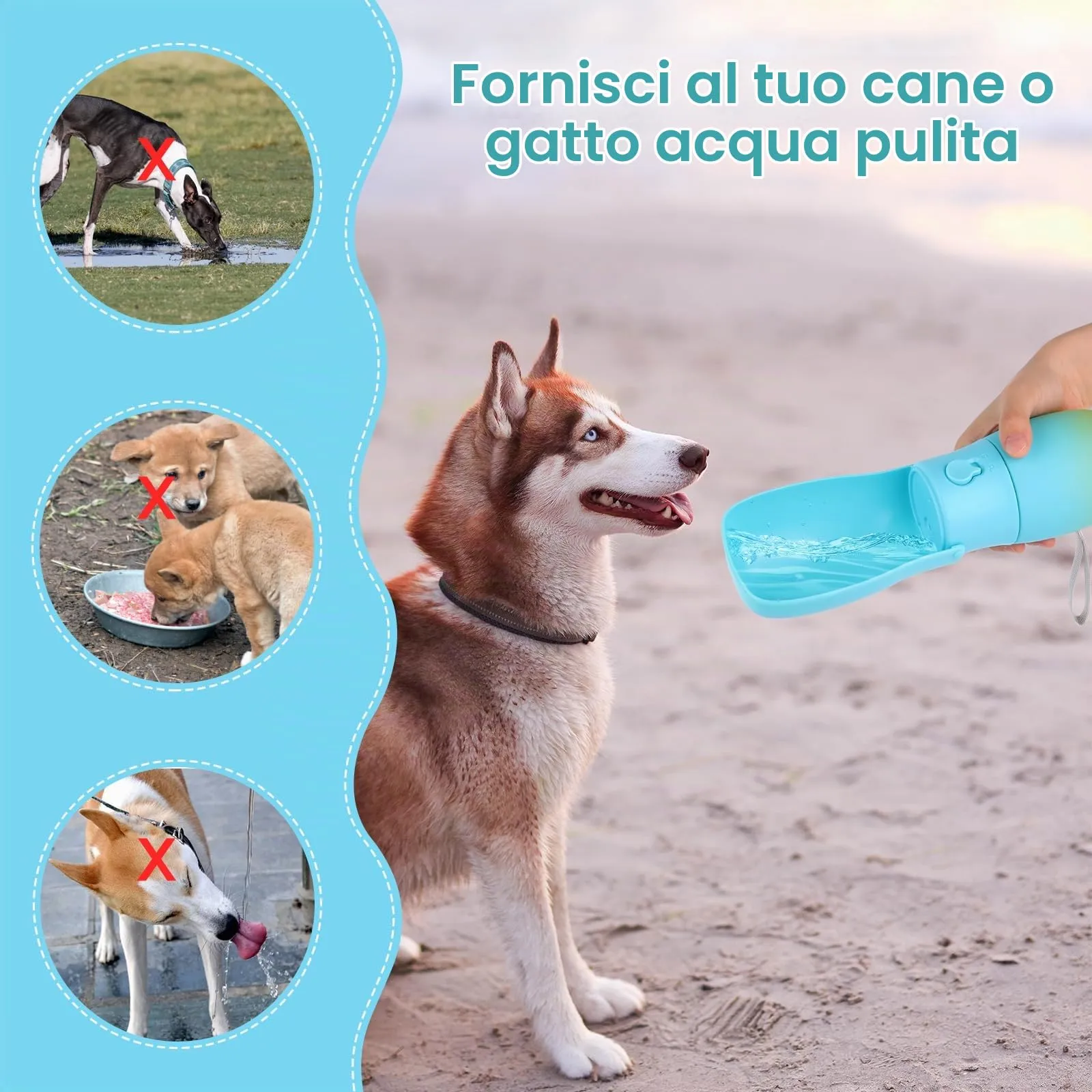 JOPHEK Borraccia Portatile per Animali Domestici 300 ml, Pieghevole a 180°, a Prova di Perdite con Filtro ai Carboni Attivi - immagine 7