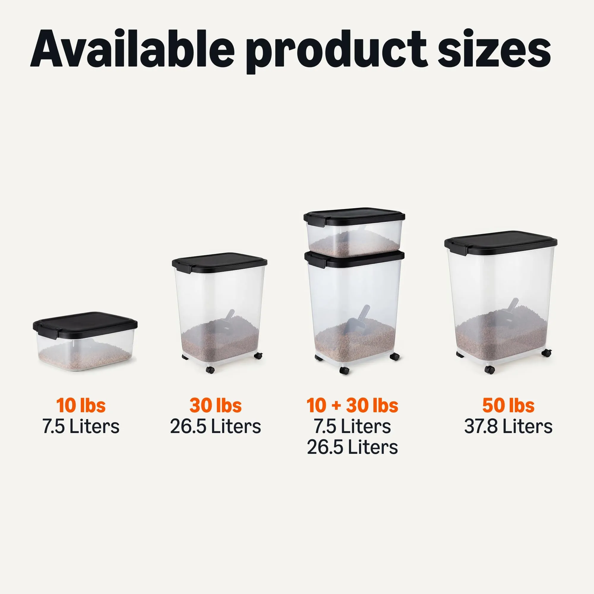 Amazon Basics Contenitore per Cibo per Animali Domestici, 15.8 kg, Trasparente e Nero - immagine 4