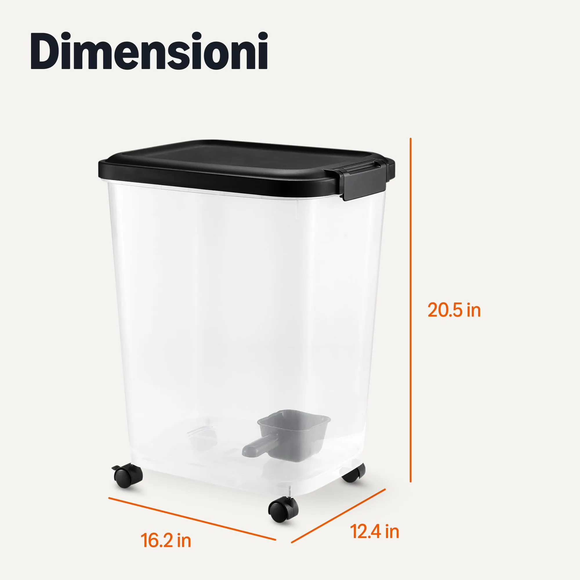 Amazon Basics Contenitore per Cibo per Animali Domestici, 15.8 kg, Trasparente e Nero - immagine 5