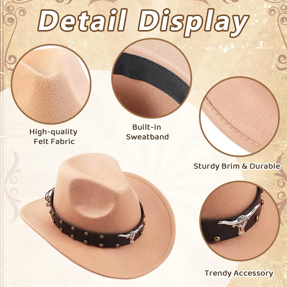 WFKKMEQ Costume da Cowboy, Kit 7 Pezzi con Bandana, Cappello, Cintura, Fondina, Collana e Distintivo - immagine 3