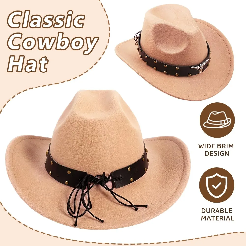 WFKKMEQ Costume da Cowboy, Kit 7 Pezzi con Bandana, Cappello, Cintura, Fondina, Collana e Distintivo - immagine 5