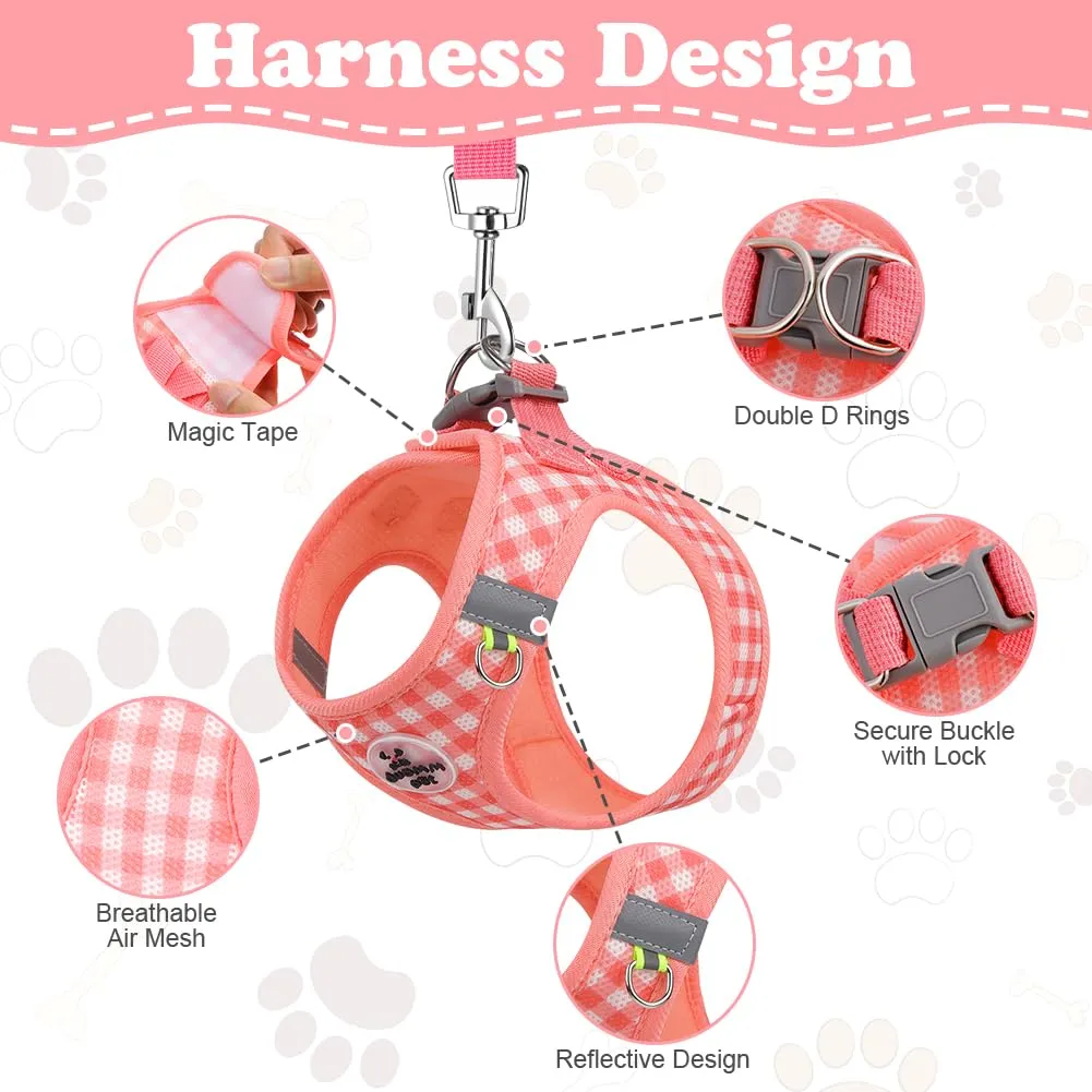 OFFCUP Set Pettorina e Guinzaglio Traspirante per Cani e Gatti, Taglia XS, Rosa - immagine 3