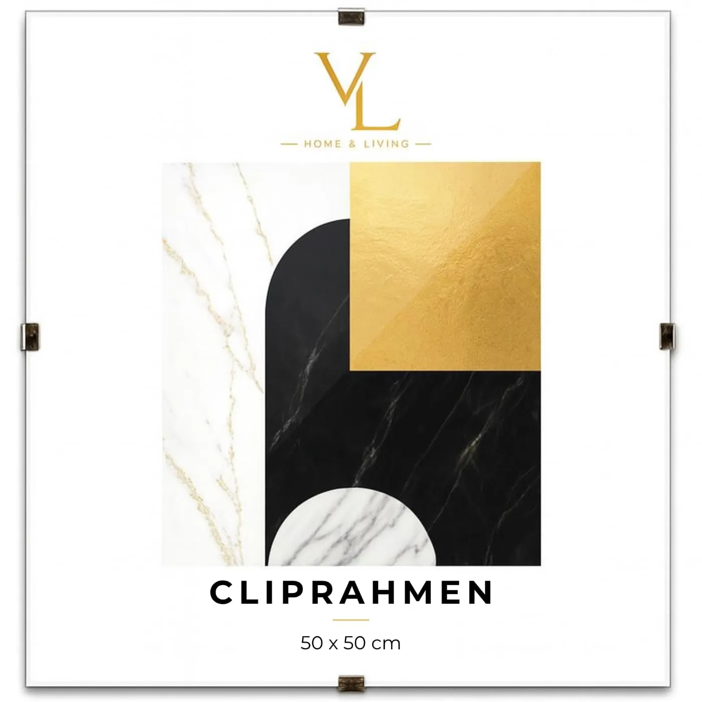 Velora Home&Living Cornice a Giorno 50 x 50 cm con Plexiglass e Pannello HDF - immagine 1