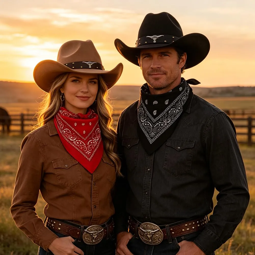 WFKKMEQ Costume da Cowboy Kit con Cappello, Bandana e Distintivo - immagine 6