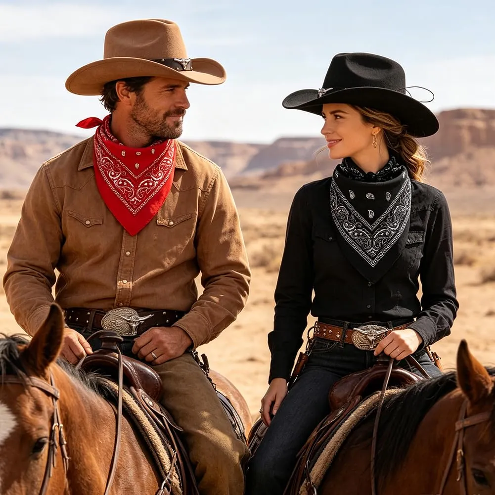 WFKKMEQ Costume da Cowboy Kit con Cappello, Bandana e Distintivo - immagine 7