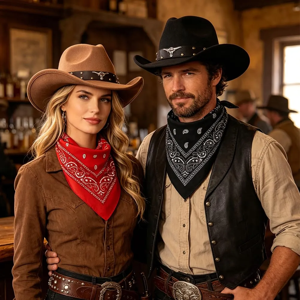 WFKKMEQ Costume da Cowboy Kit con Cappello, Bandana e Distintivo - immagine 8