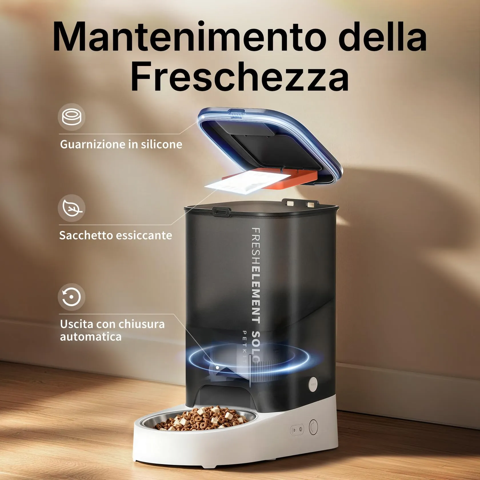 PETKIT Distributore Automatico di Cibo per Gatti e Cani, 3L, WiFi 2.4G, Ciotola in Acciaio Inox 304, Tecnologia Fresh Lock - immagine 4
