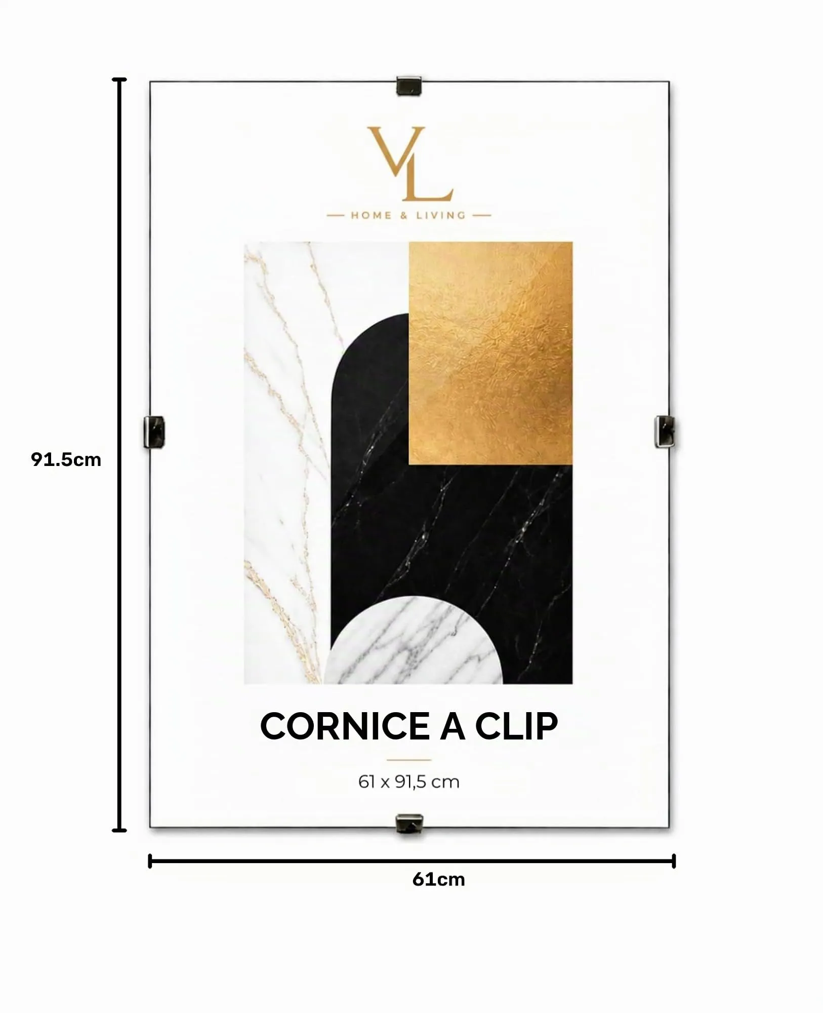 Velora Home&Living Cornice a Giorno 61 x 91,5 cm con Plexiglass e Pannello HDF - immagine 7