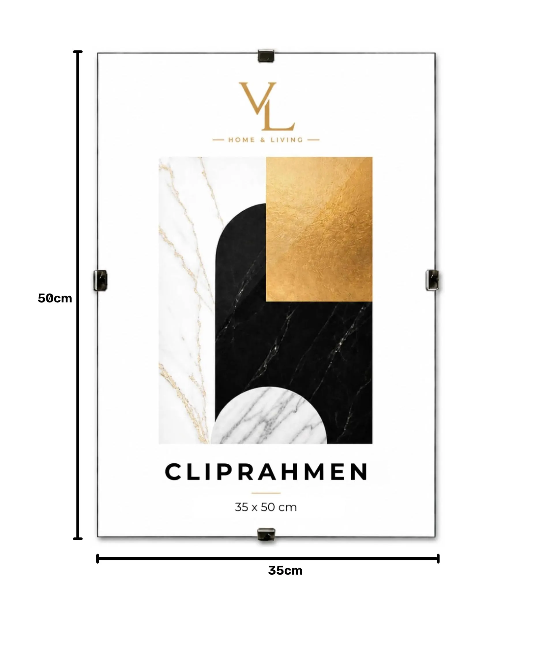 Velora Home&Living Cornice a Giorno 35 x 50 cm con Plexiglass e Pannello HDF - immagine 7