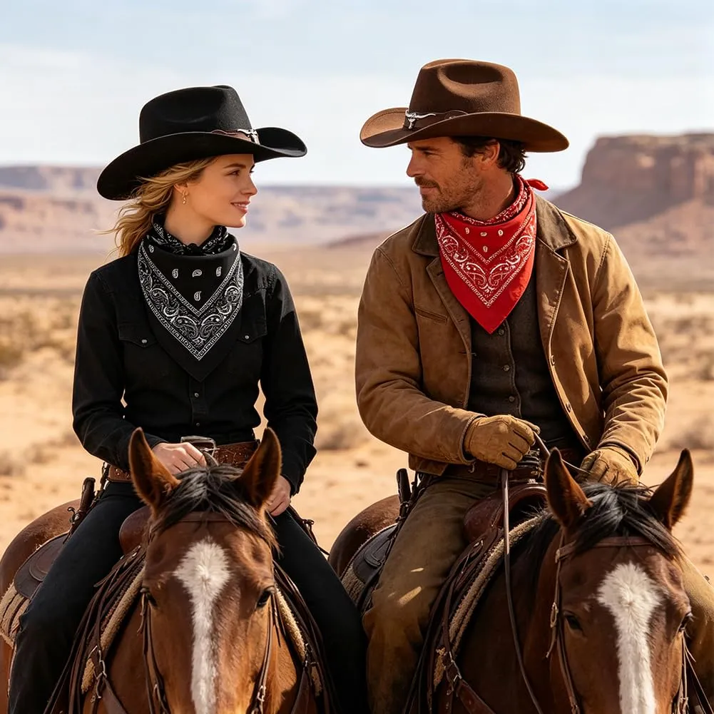 WFKKMEQ Costume da Cowboy Kit Accessori con Bandana, Cappello e Distintivo per Cosplay e Feste - immagine 7