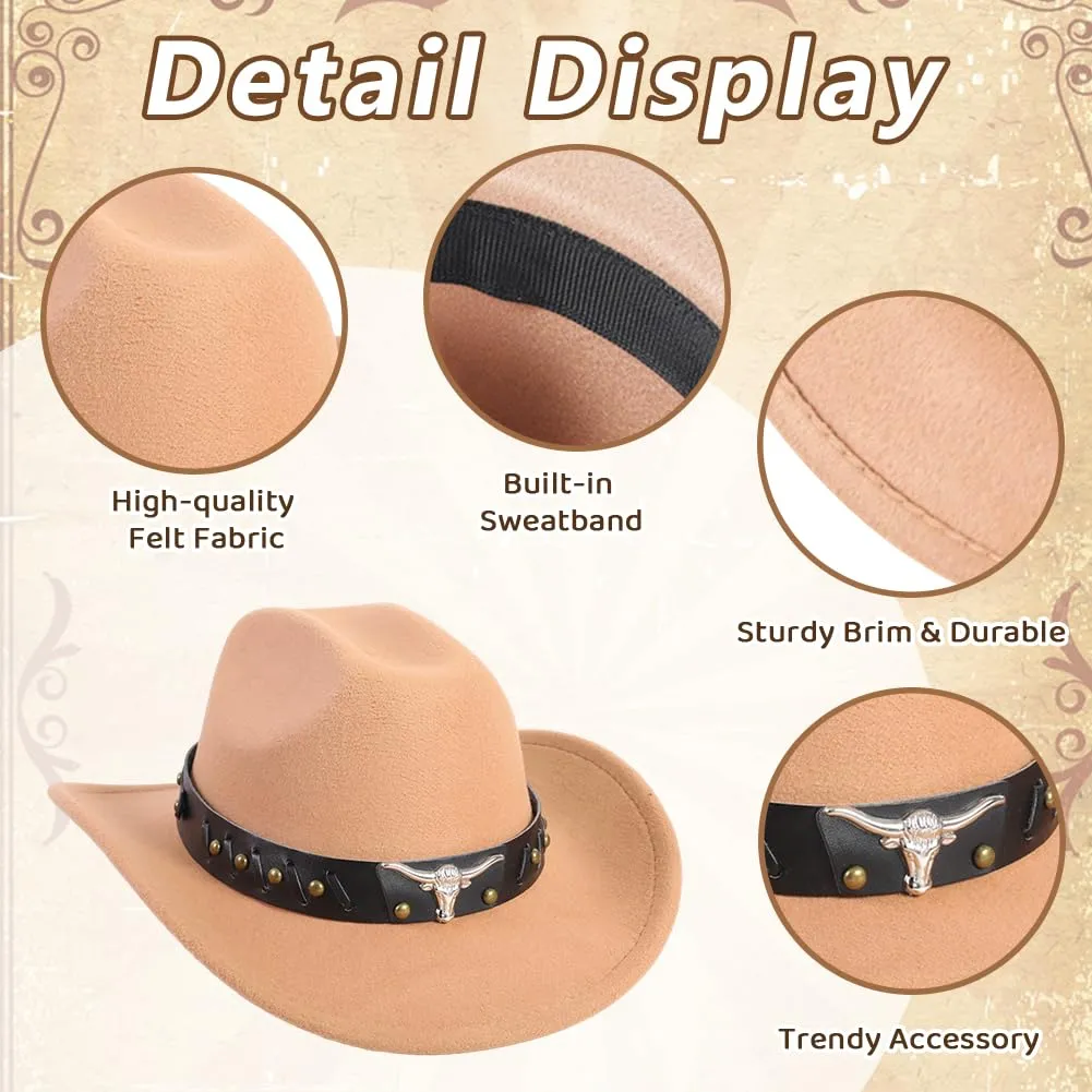WFKKMEQ Costume da Cowboy per Cosplay, Kit Accessori con Cappello, Cintura, Bandana, Fondina, Collana e Distintivo - immagine 3