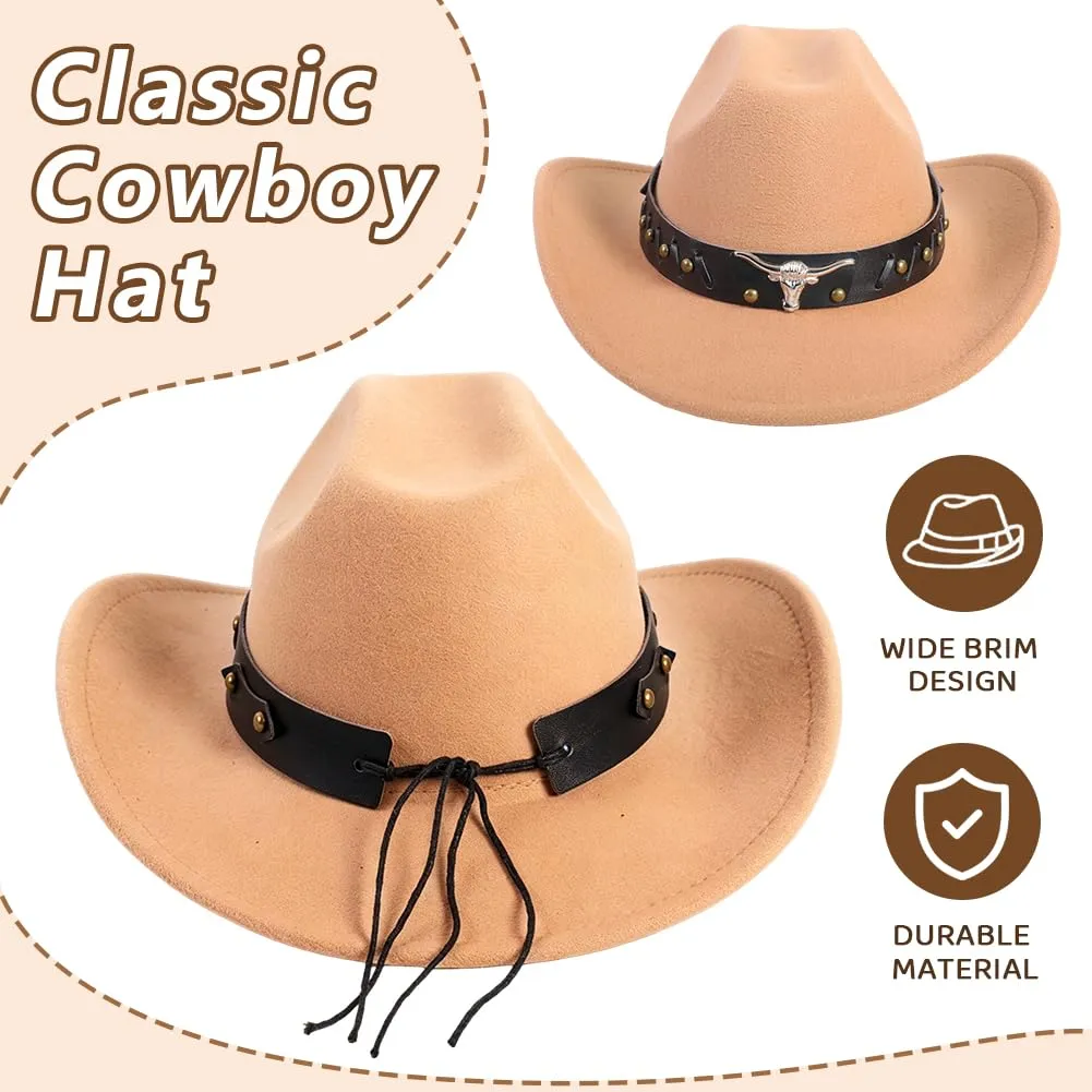 WFKKMEQ Costume da Cowboy per Cosplay, Kit Accessori con Cappello, Cintura, Bandana, Fondina, Collana e Distintivo - immagine 5