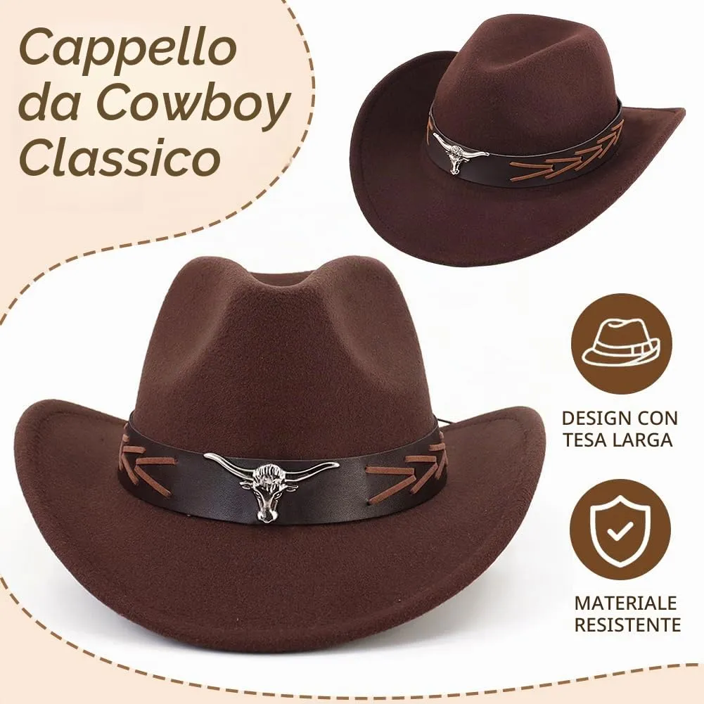 WFKKMEQ Costume da Cowboy, Set di 7 Accessori Western con Cappello, Cintura, Fondina, Bandana, Collana e Distintivo - immagine 5