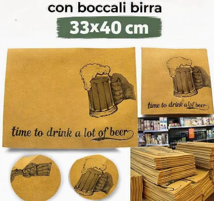 Generico Tovagliette Sottopiatti in Carta Goffrata 33x40 cm, 250 Pezzi, Vari Modelli (200 Pezzi Carta Paglia Boccali Birra) - immagine 3