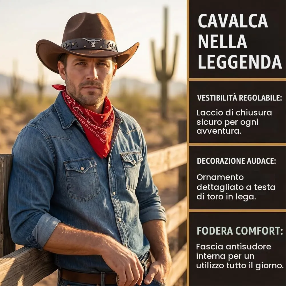 WFKKMEQ Costume da Cowboy Kit con Cappello, Bandana e Distintivo per Cosplay e Feste - immagine 4
