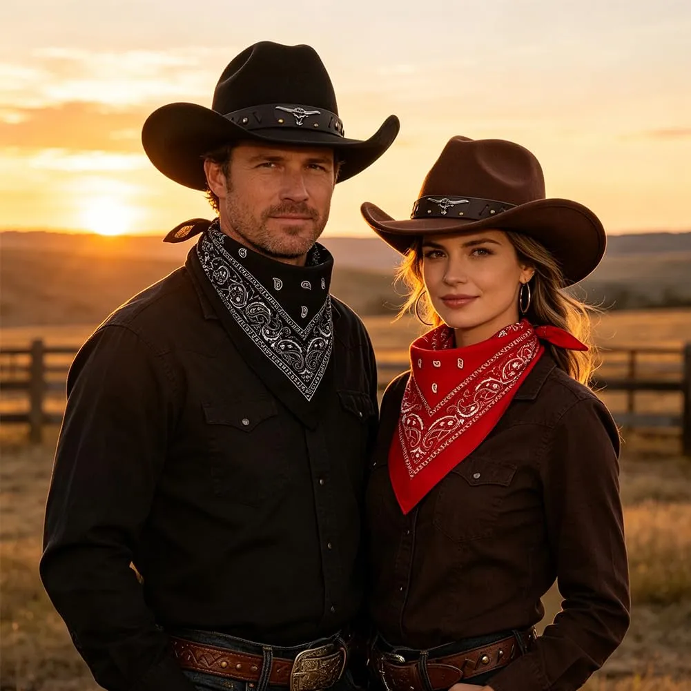 WFKKMEQ Costume da Cowboy Kit con Cappello, Bandana e Distintivo per Cosplay e Feste - immagine 8