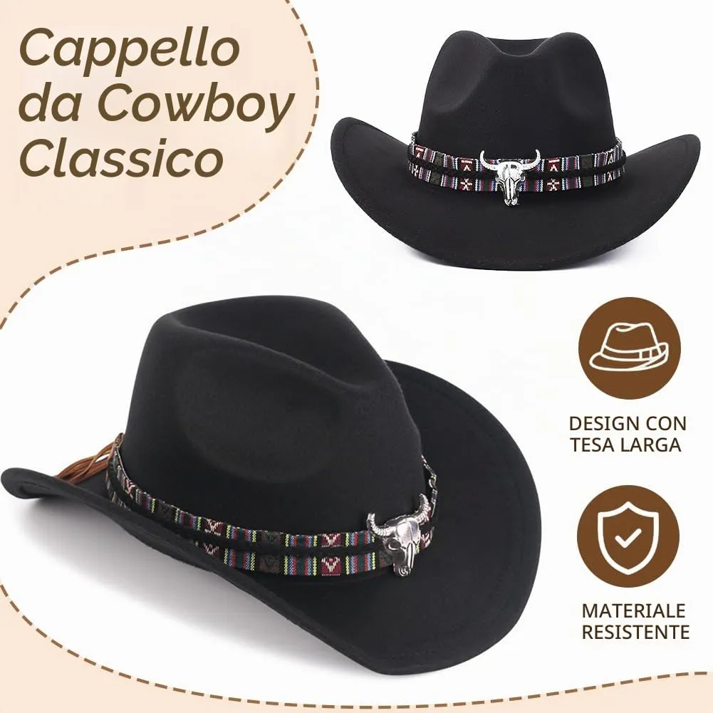 WFKKMEQ Costume da Cowboy, Kit 7 Pezzi con Cappello, Bandana, Cintura, Fondina, Collana e Distintivo - immagine 5
