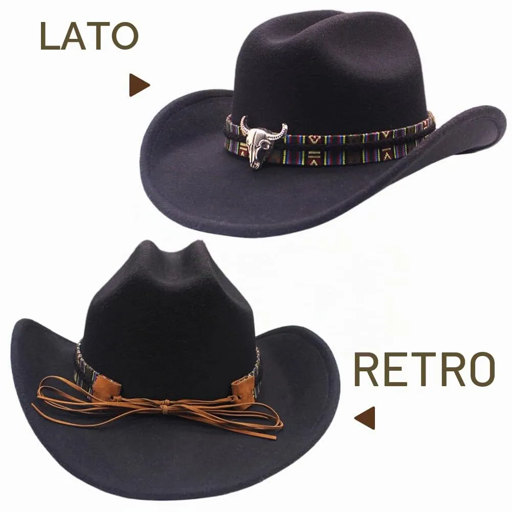 WFKKMEQ Costume da Cowboy, Kit 7 Pezzi con Cappello, Bandana, Cintura, Fondina, Collana e Distintivo - immagine 6