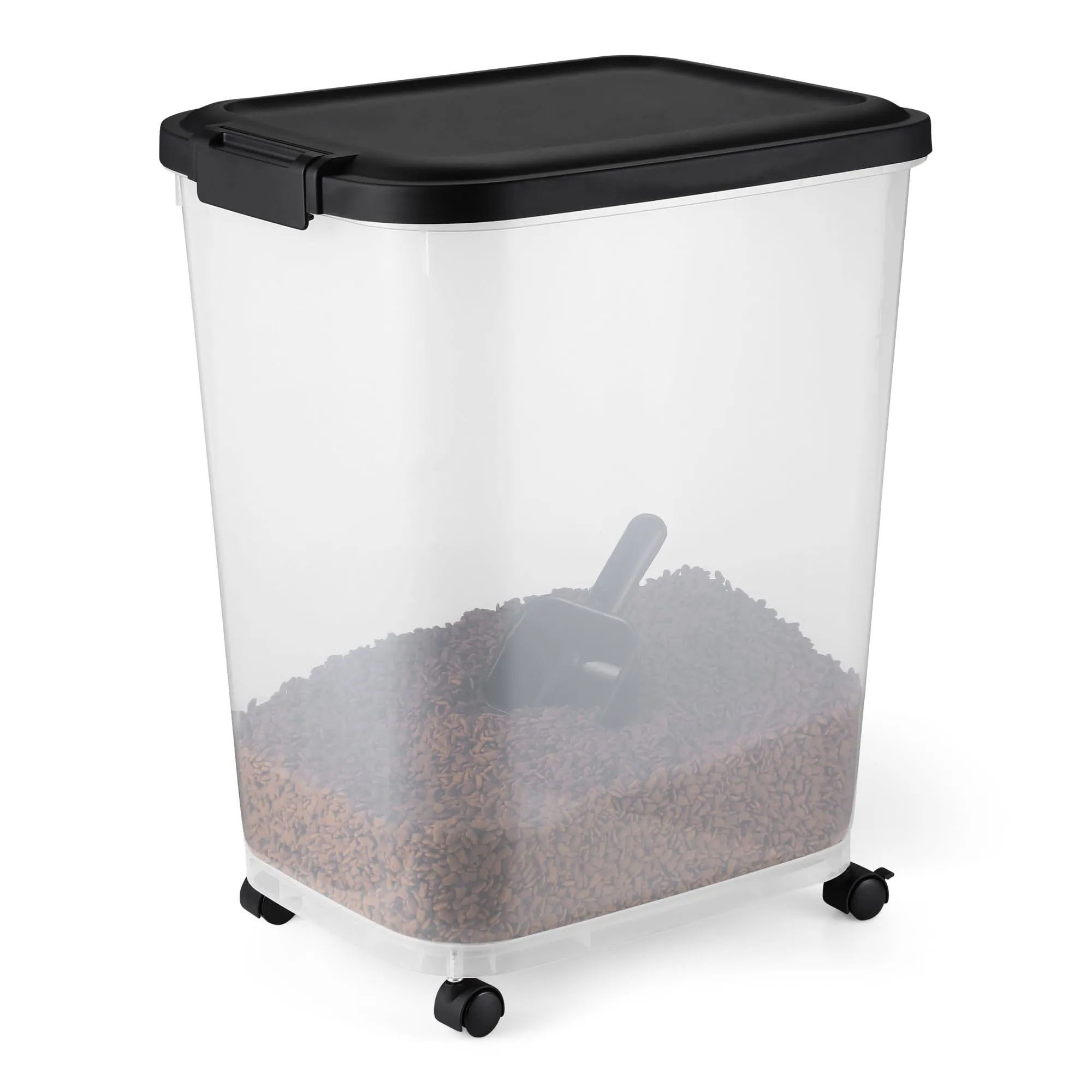 Amazon Basics Contenitore per Cibo per Animali Domestici, 22.6 kg, Trasparente e Nero - immagine 1