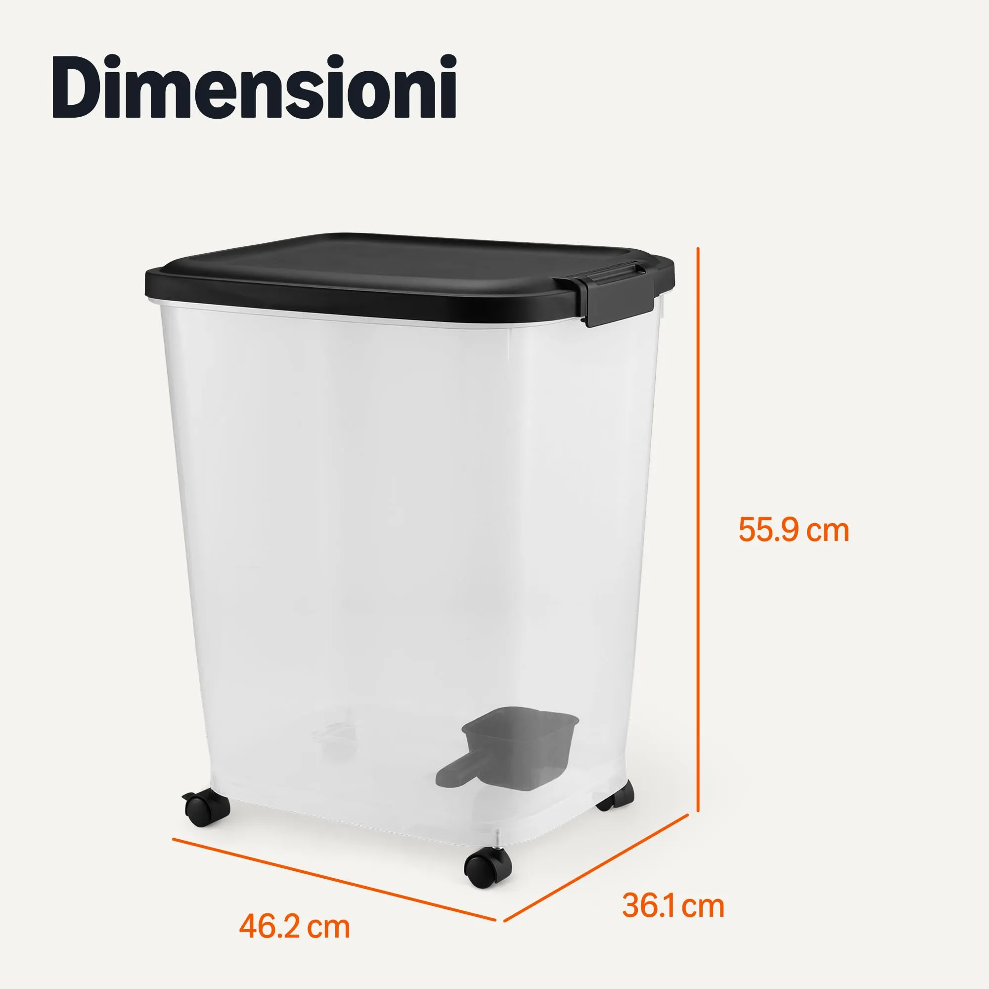 Amazon Basics Contenitore per Cibo per Animali Domestici, 22.6 kg, Trasparente e Nero - immagine 5