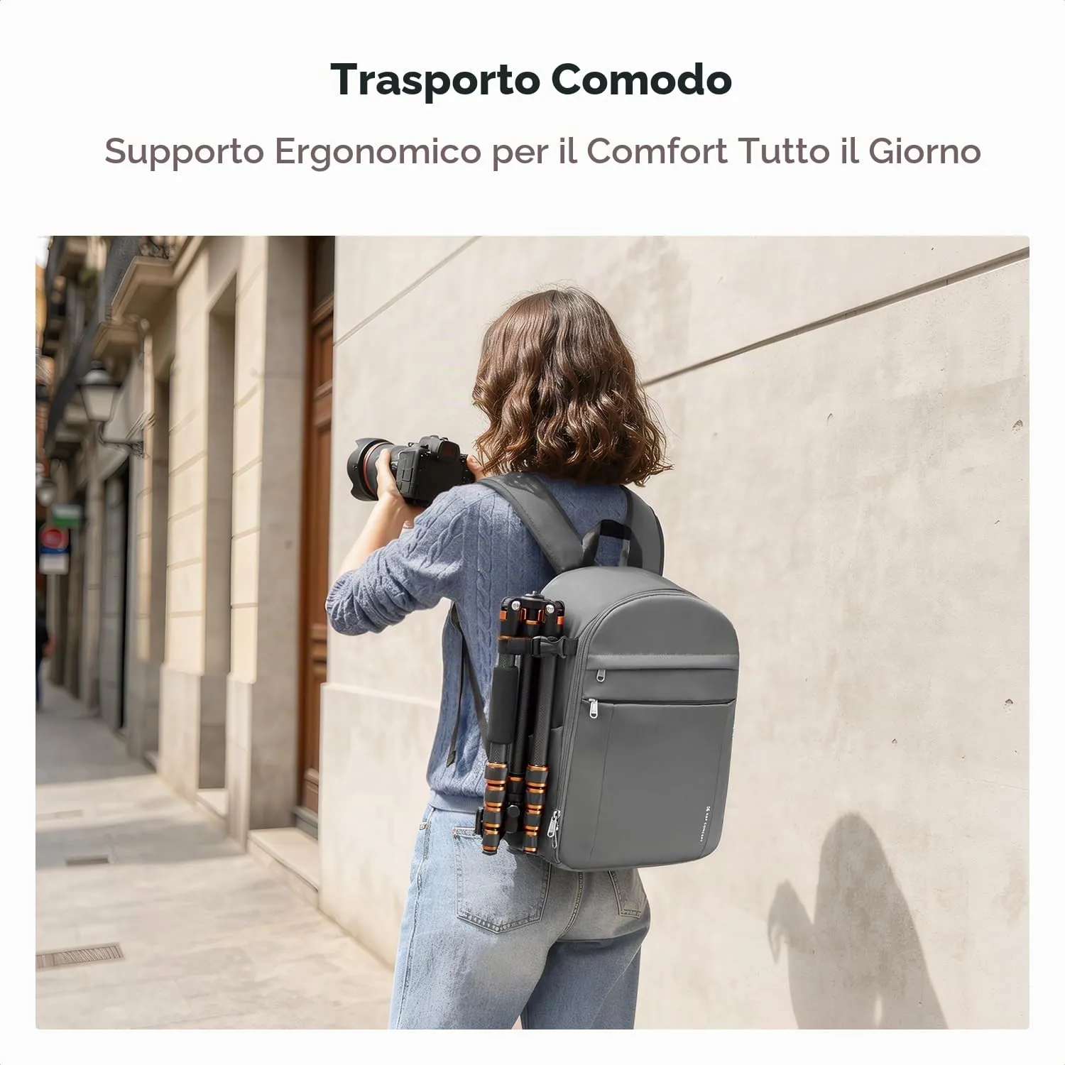 K&F CONCEPT Zaino Foto Compatto 13L con Parapioggia Impermeabile, Grigio - immagine 6